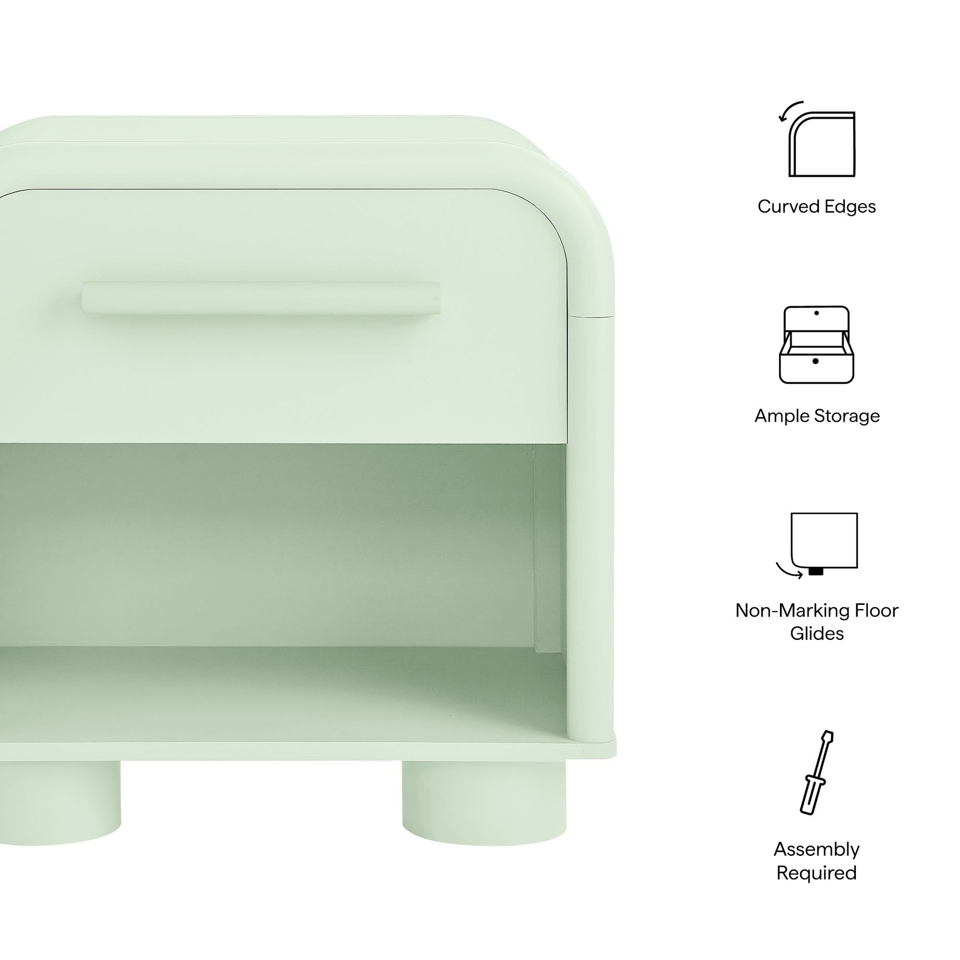 Bellamy Curved 1-Drawer Nightstand by Modway