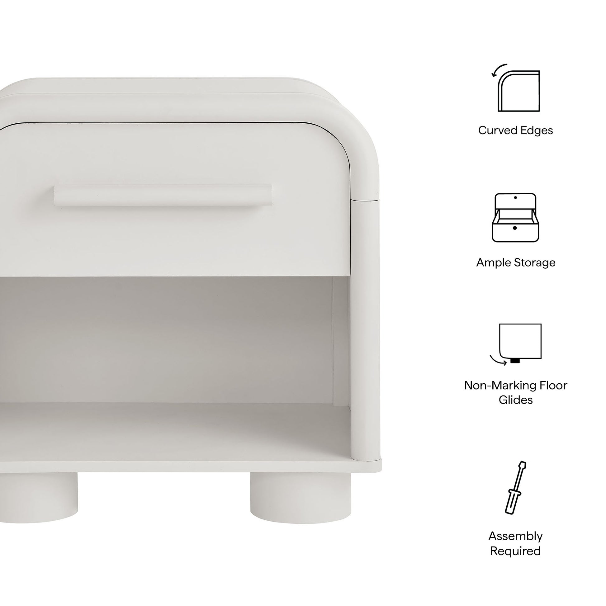 Bellamy Curved 1-Drawer Nightstand by Modway