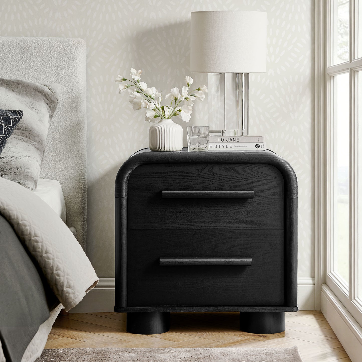 Bellamy Curved 2-Drawer Nightstand by Modway