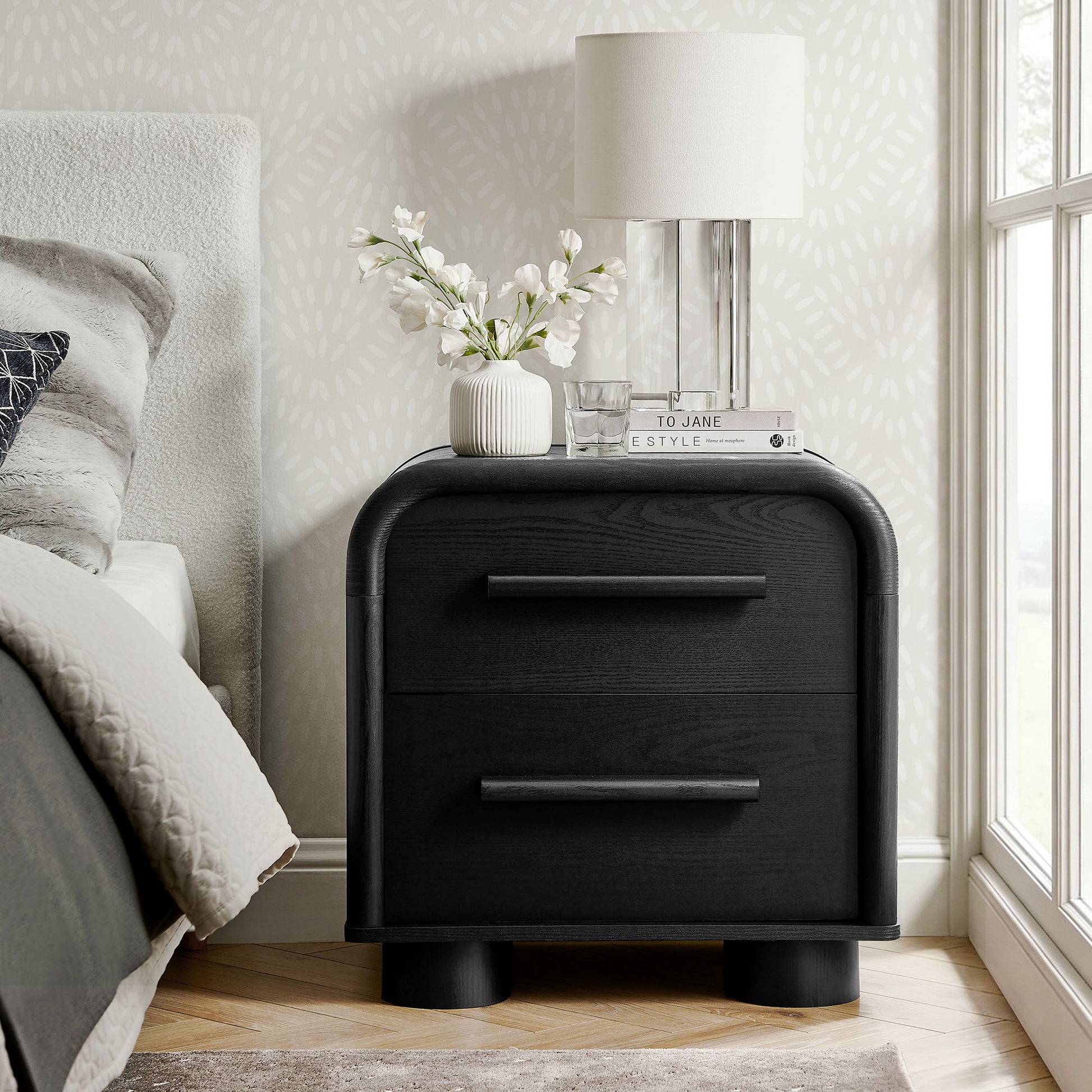 Bellamy Curved 2-Drawer Nightstand by Modway