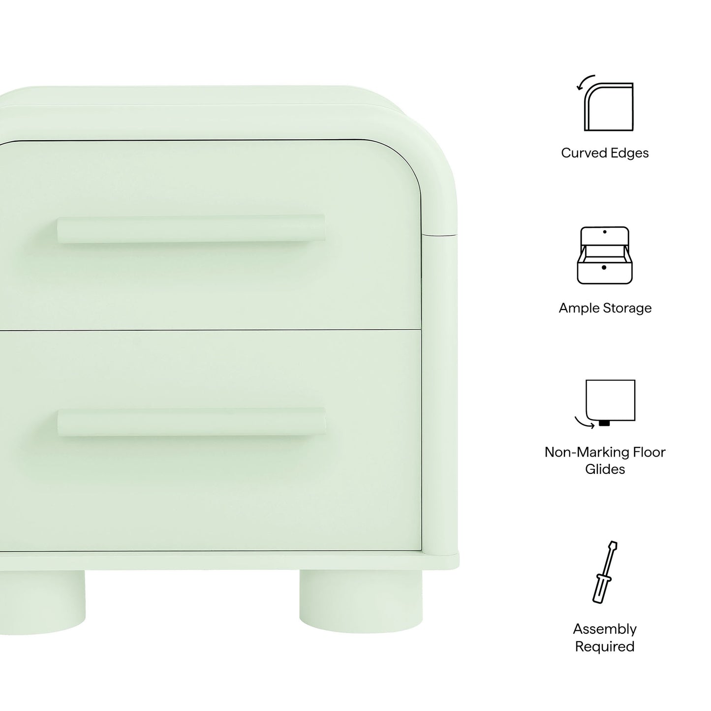 Bellamy Curved 2-Drawer Nightstand by Modway