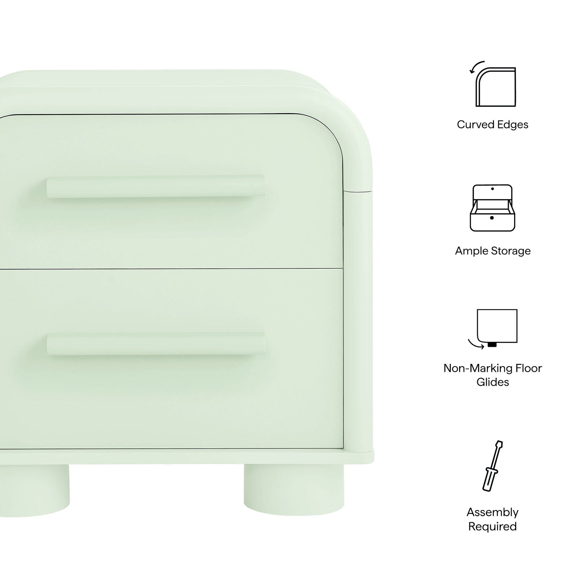 Bellamy Curved 2-Drawer Nightstand by Modway