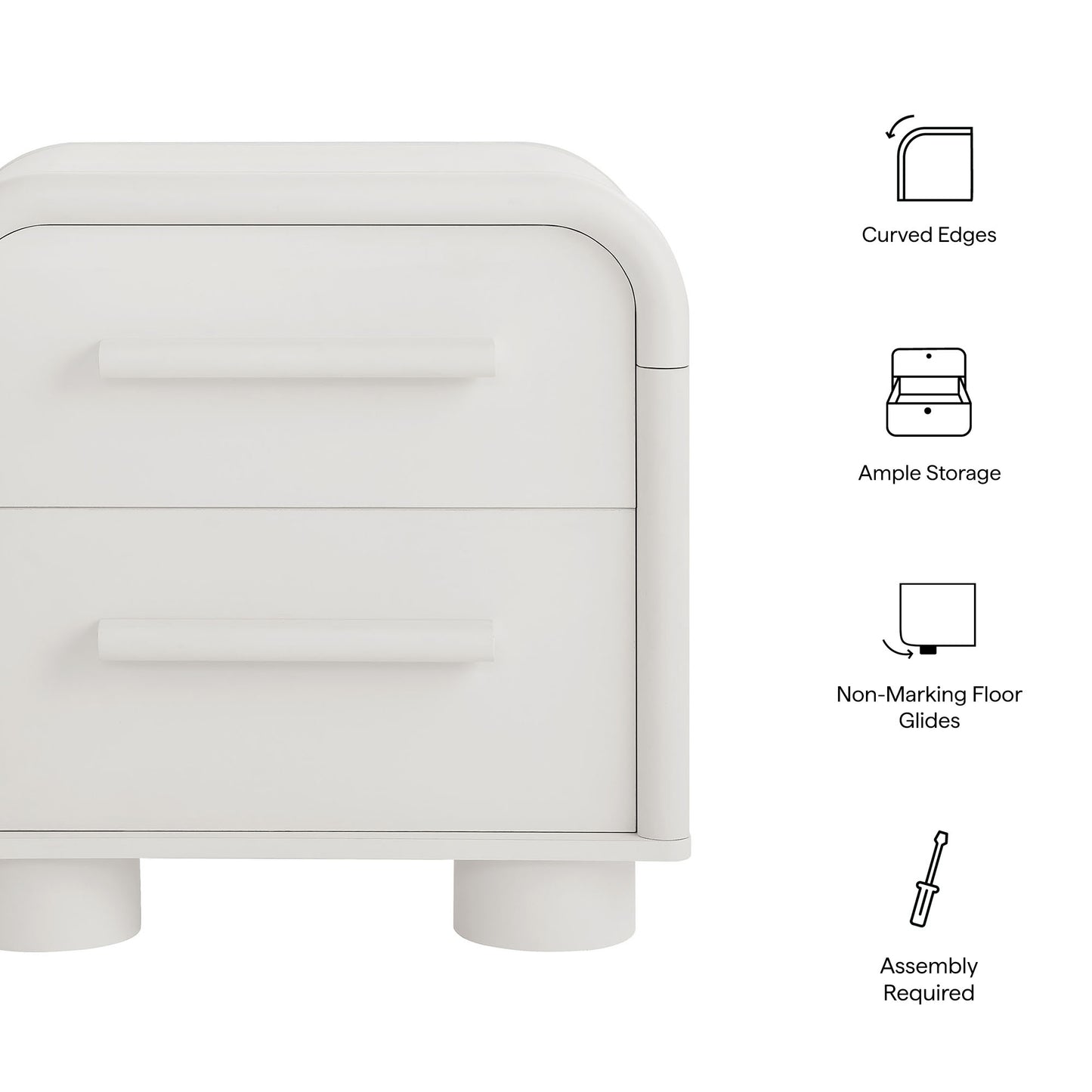 Bellamy Curved 2-Drawer Nightstand by Modway