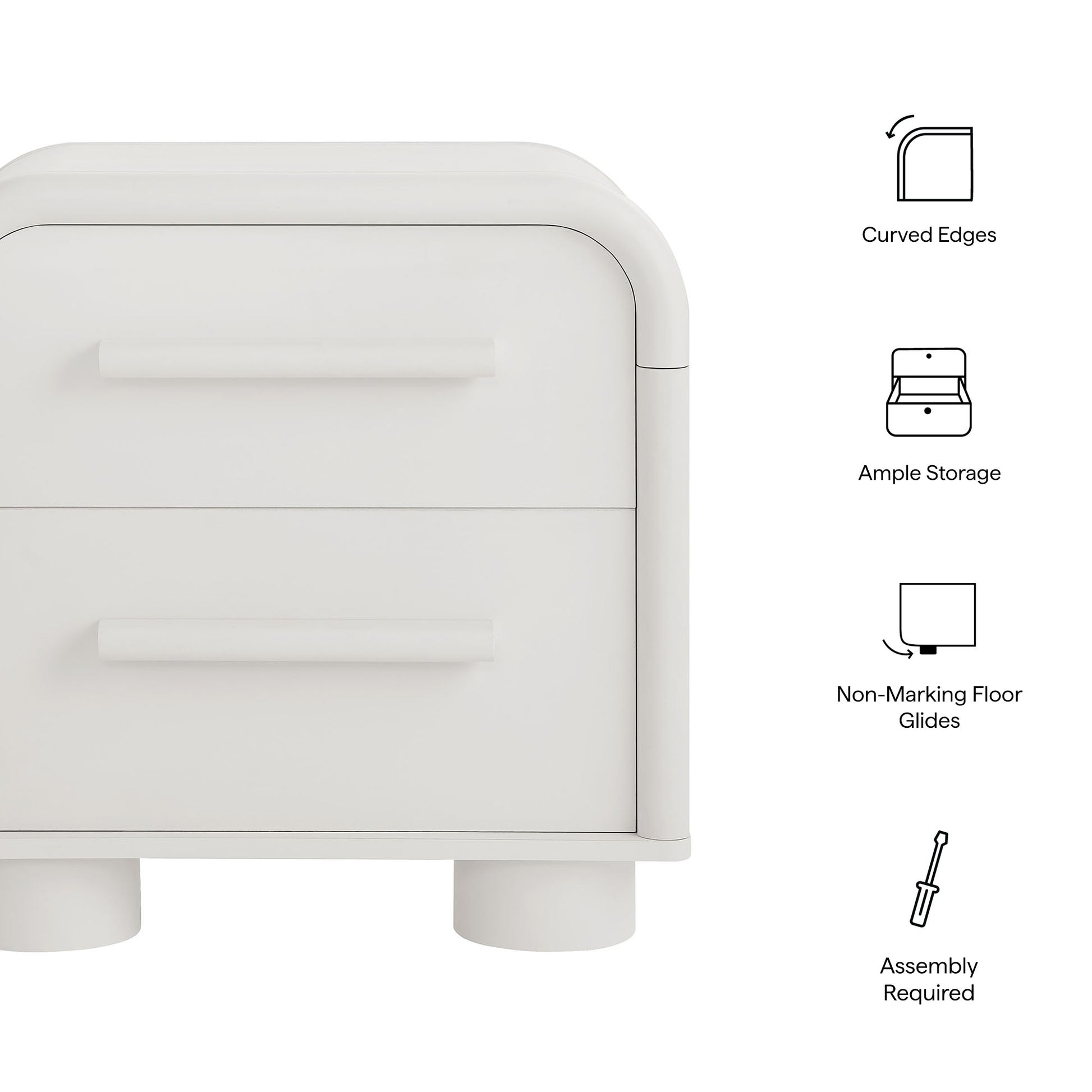 Bellamy Curved 2-Drawer Nightstand by Modway