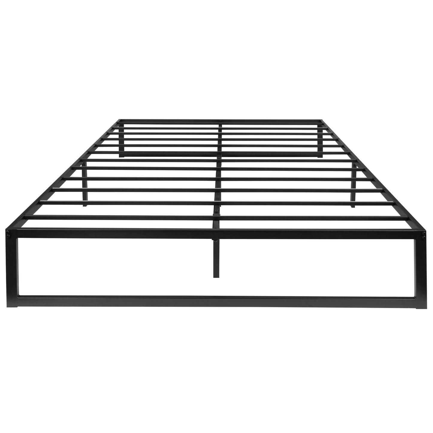 Bentley Universal 14 Inch Metal Platform Bed Frame - No Box Spring Needed w/ Steel Slat Support and Quick Lock Functionality - Queen Black