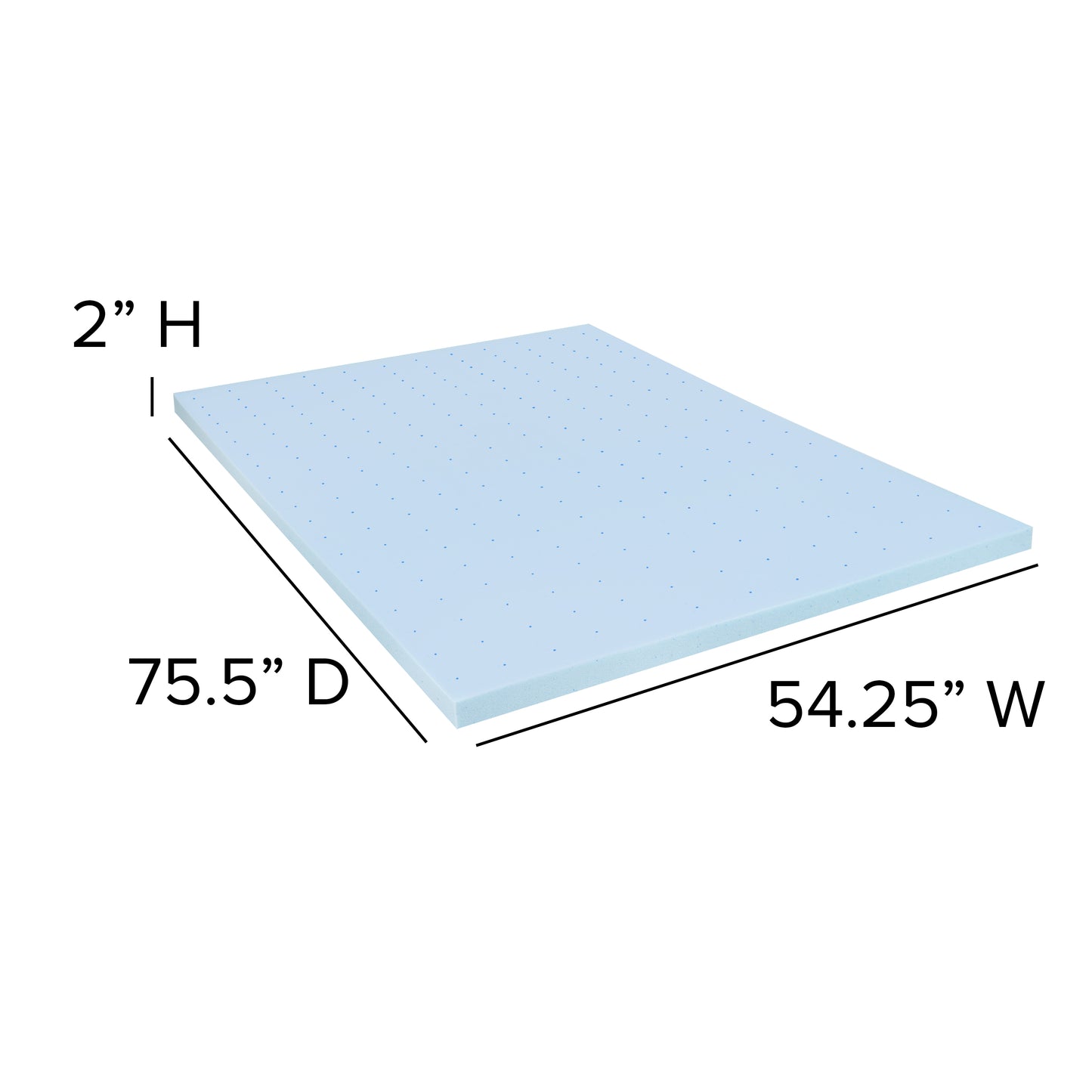 Capri Comfortable Sleep 2 inch Cooling Gel Mattress Topper with CertiPUR-US Certified Memory Foam - Full Blue