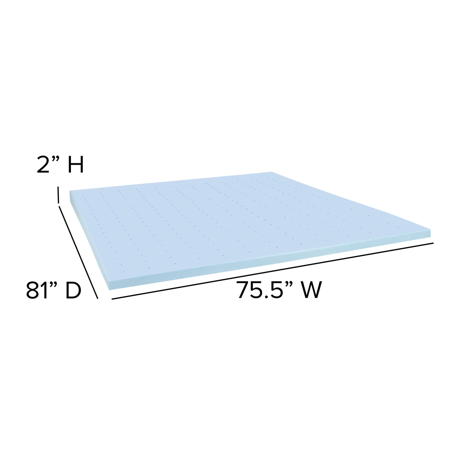 Capri Comfortable Sleep 2 inch Cooling Gel Mattress Topper with CertiPUR-US Certified Memory Foam - King Blue