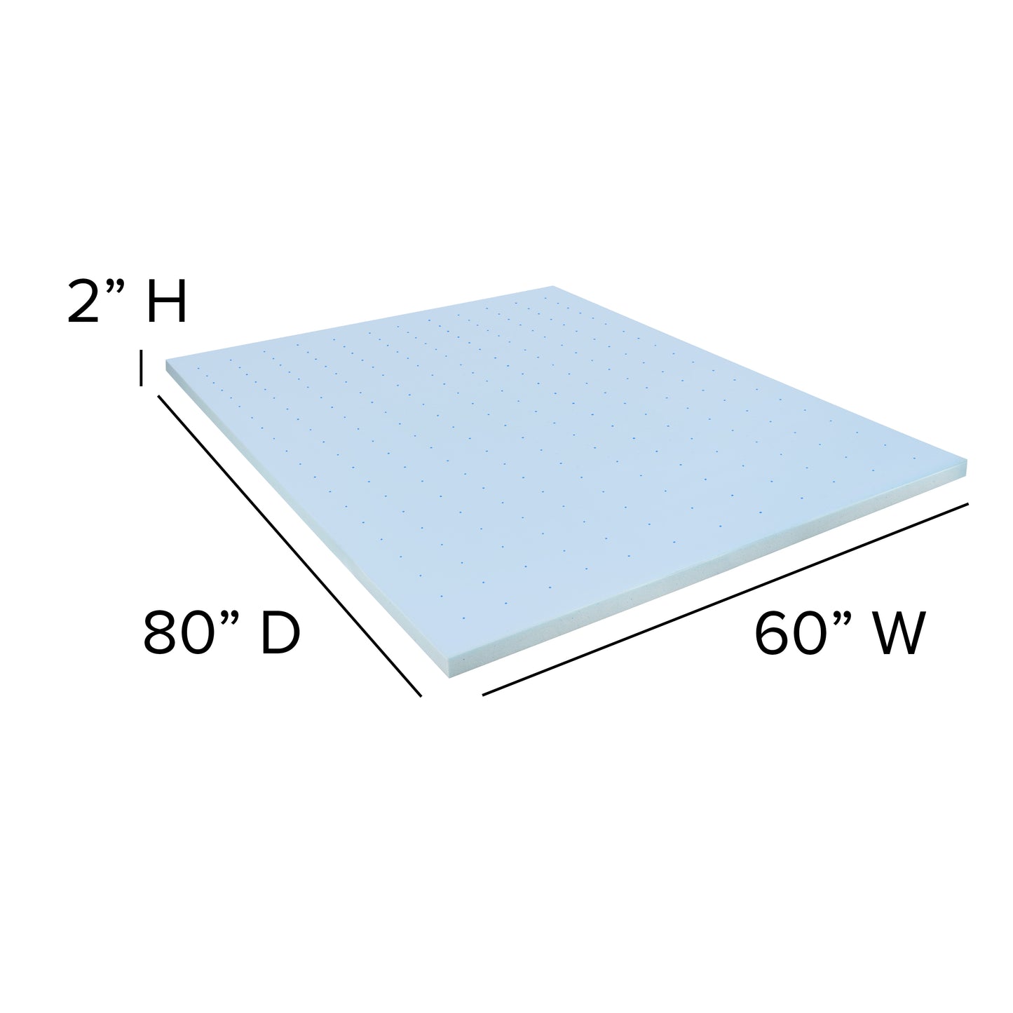 Capri Comfortable Sleep 2 inch Cooling Gel Mattress Topper with CertiPUR-US Certified Memory Foam - Queen Blue