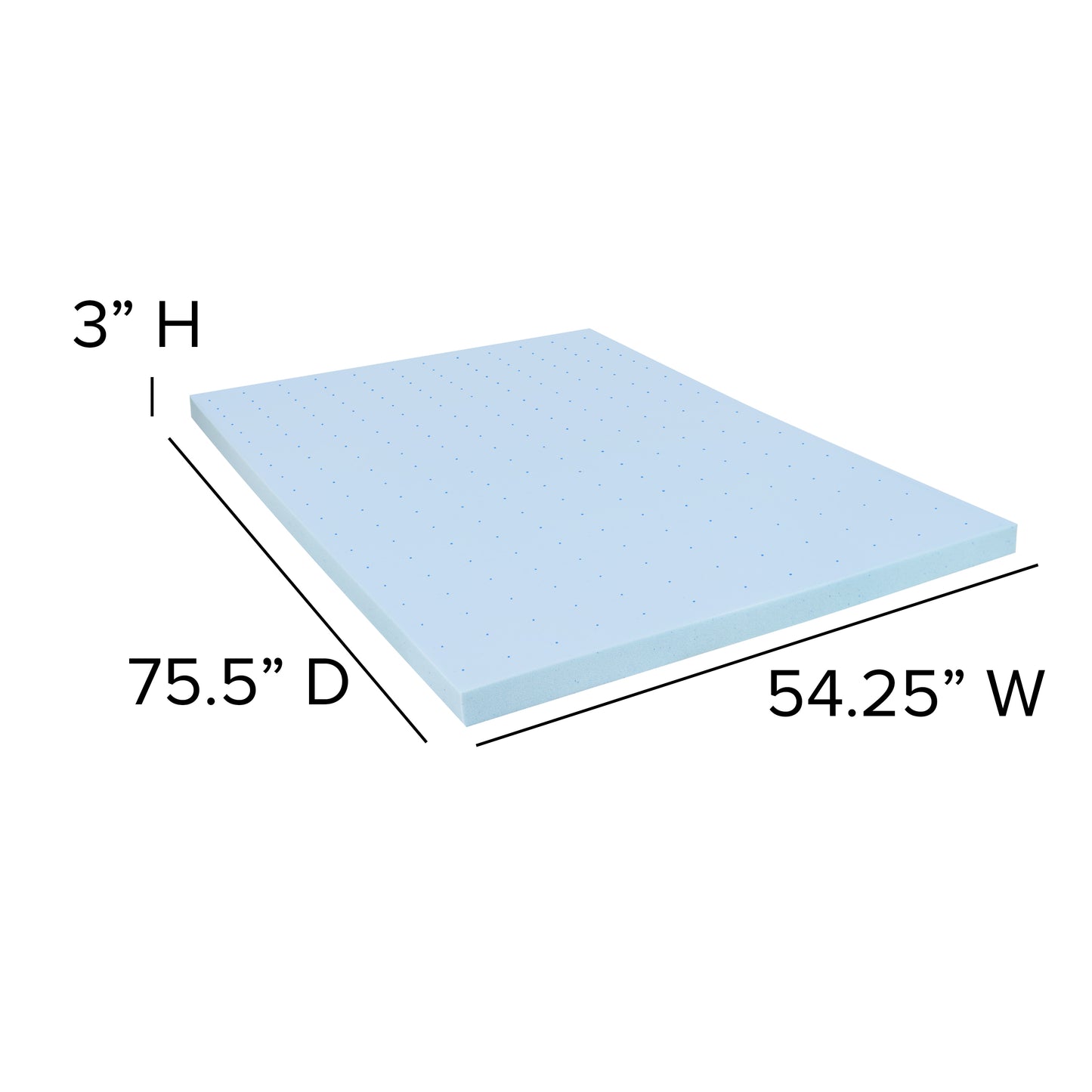 Capri Comfortable Sleep 3 inch Cooling Gel Mattress Topper with CertiPUR-US Certified Memory Foam - Full Blue
