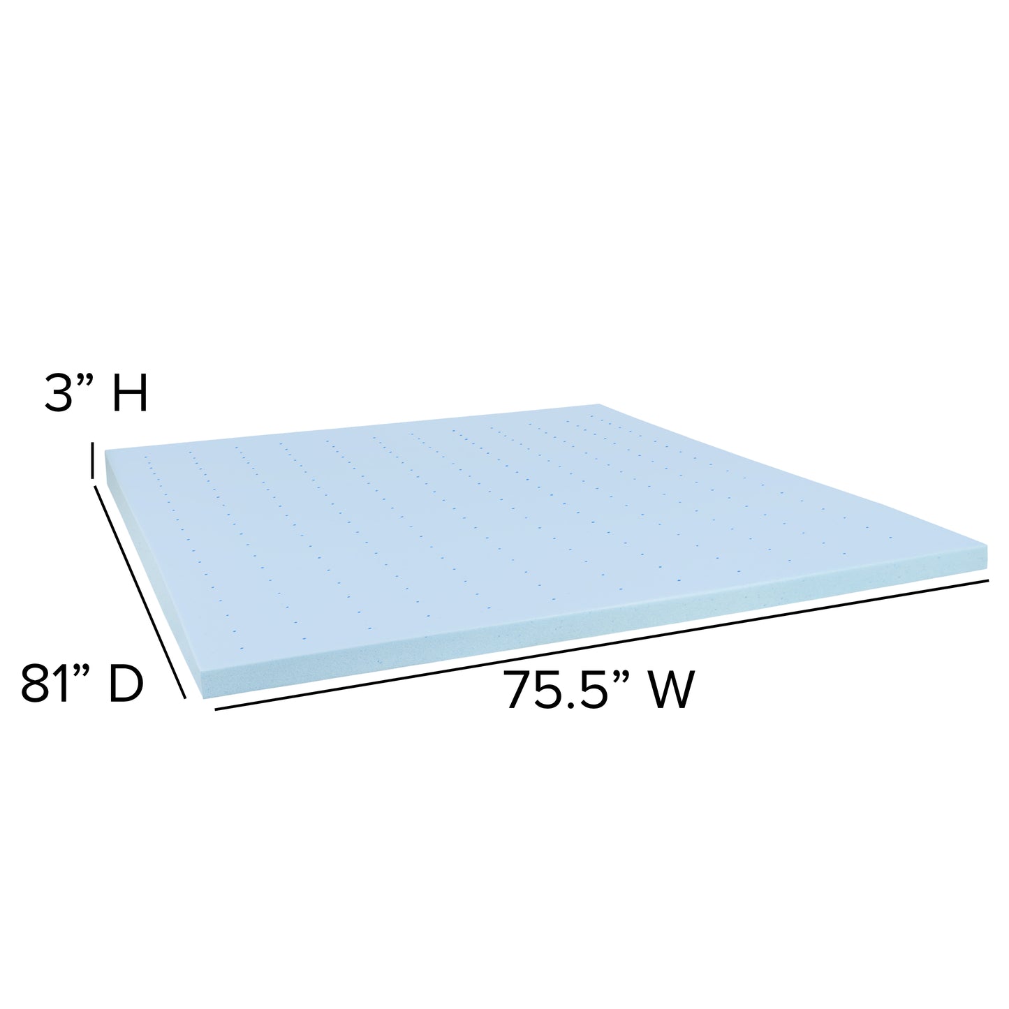 Capri Comfortable Sleep 3 inch Cooling Gel Mattress Topper with CertiPUR-US Certified Memory Foam - King Blue