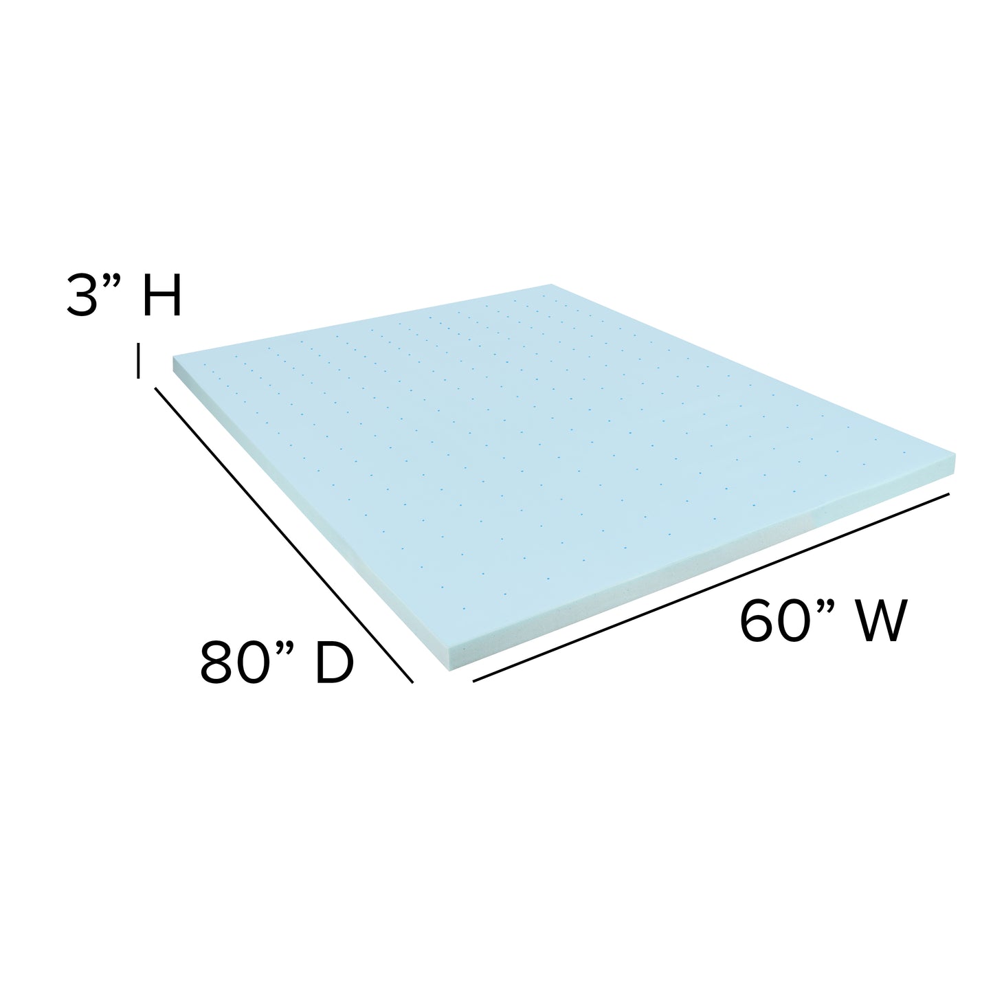 Capri Comfortable Sleep 3 inch Cooling Gel Mattress Topper with CertiPUR-US Certified Memory Foam - Queen Blue