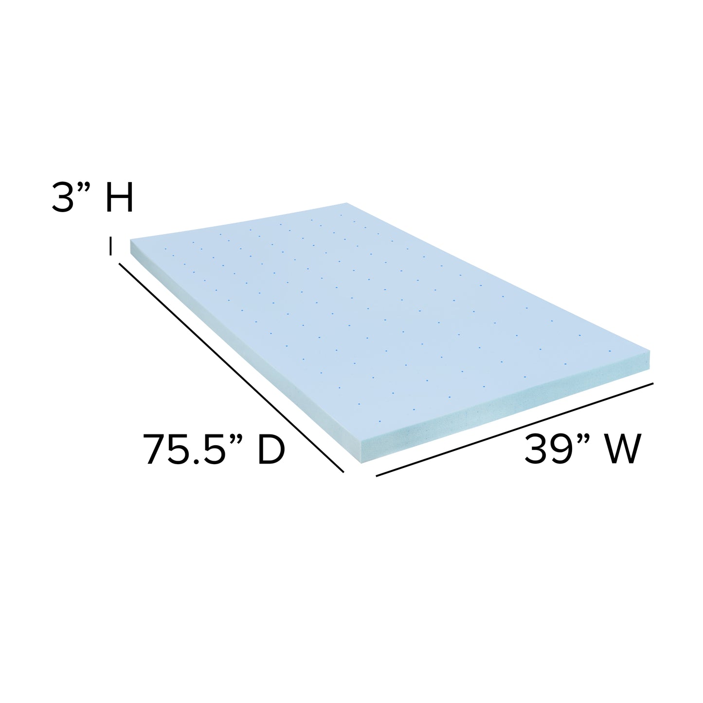 Capri Comfortable Sleep 3 inch Cooling Gel Mattress Topper with CertiPUR-US Certified Memory Foam - Twin Blue