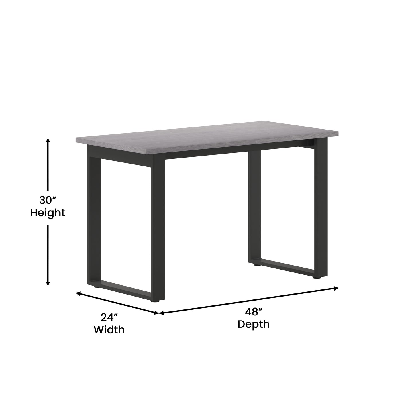 Redmond Commercial 48x24 Conference Table with 1" Thick Double Sided Laminate Table Top with PVC Edging and Heavy Duty U-Frame Steel Base, Gray Oak Gray Oak