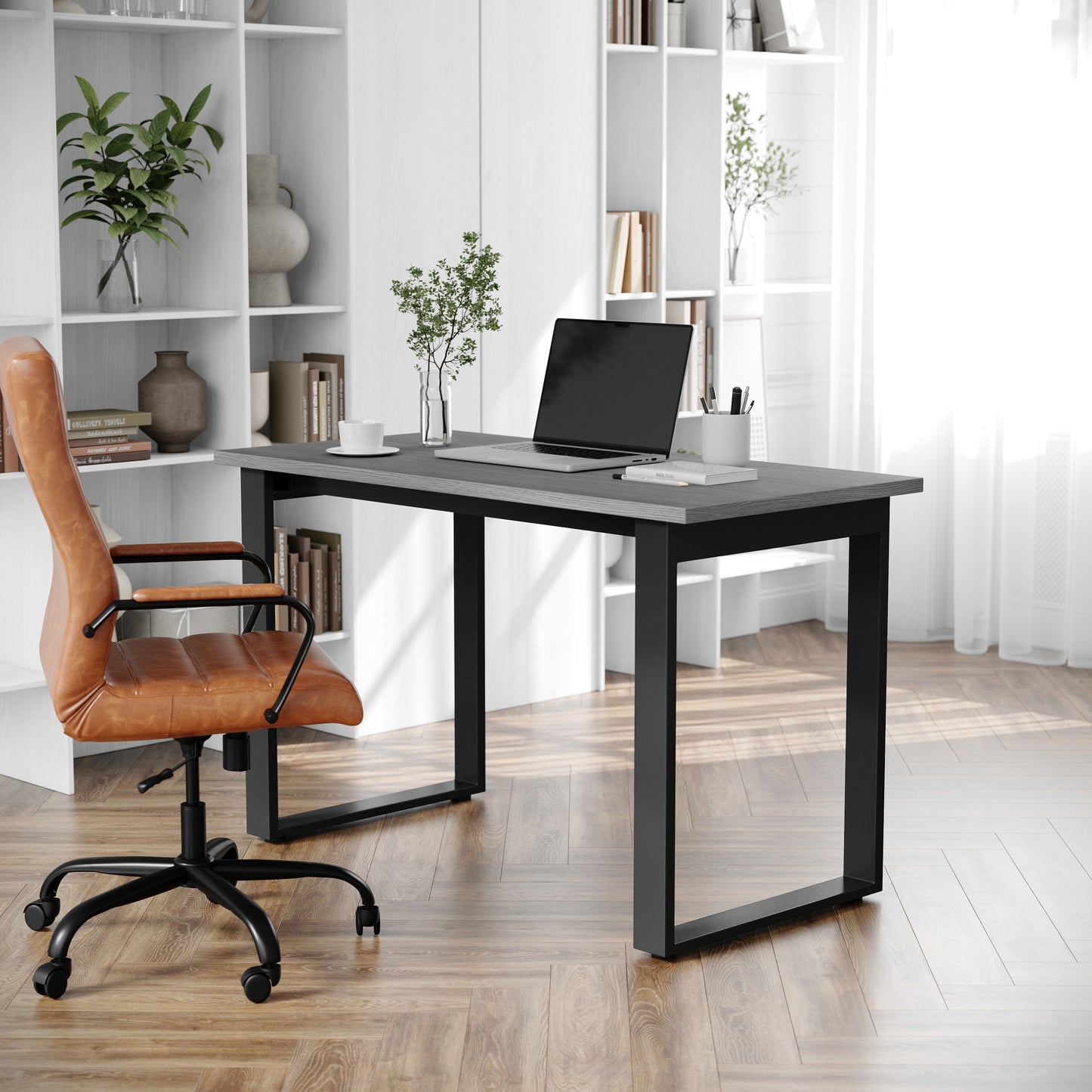 Redmond Commercial 48x24 Conference Table with 1" Thick Double Sided Laminate Table Top with PVC Edging and Heavy Duty U-Frame Steel Base, Gray Oak Gray Oak