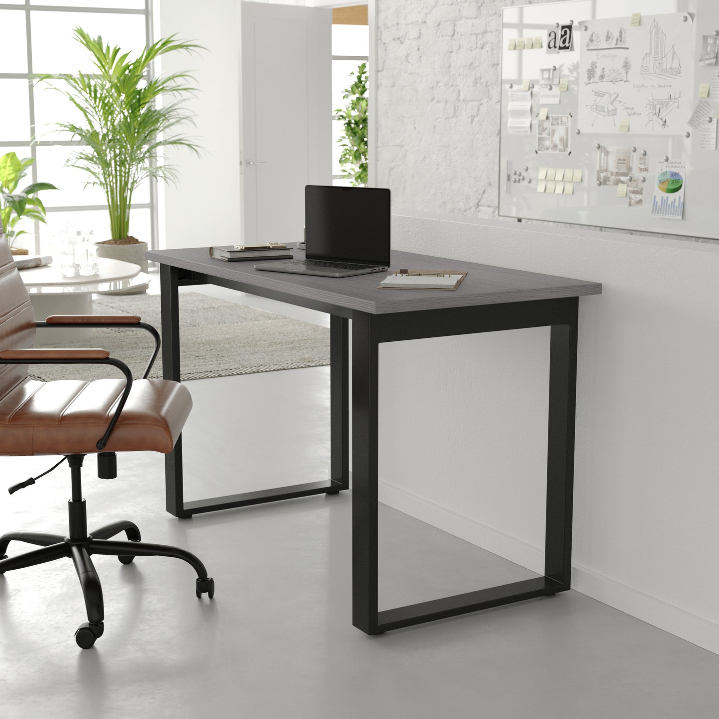 Redmond Commercial 48x24 Conference Table with 1" Thick Double Sided Laminate Table Top with PVC Edging and Heavy Duty U-Frame Steel Base, Gray Oak Gray Oak