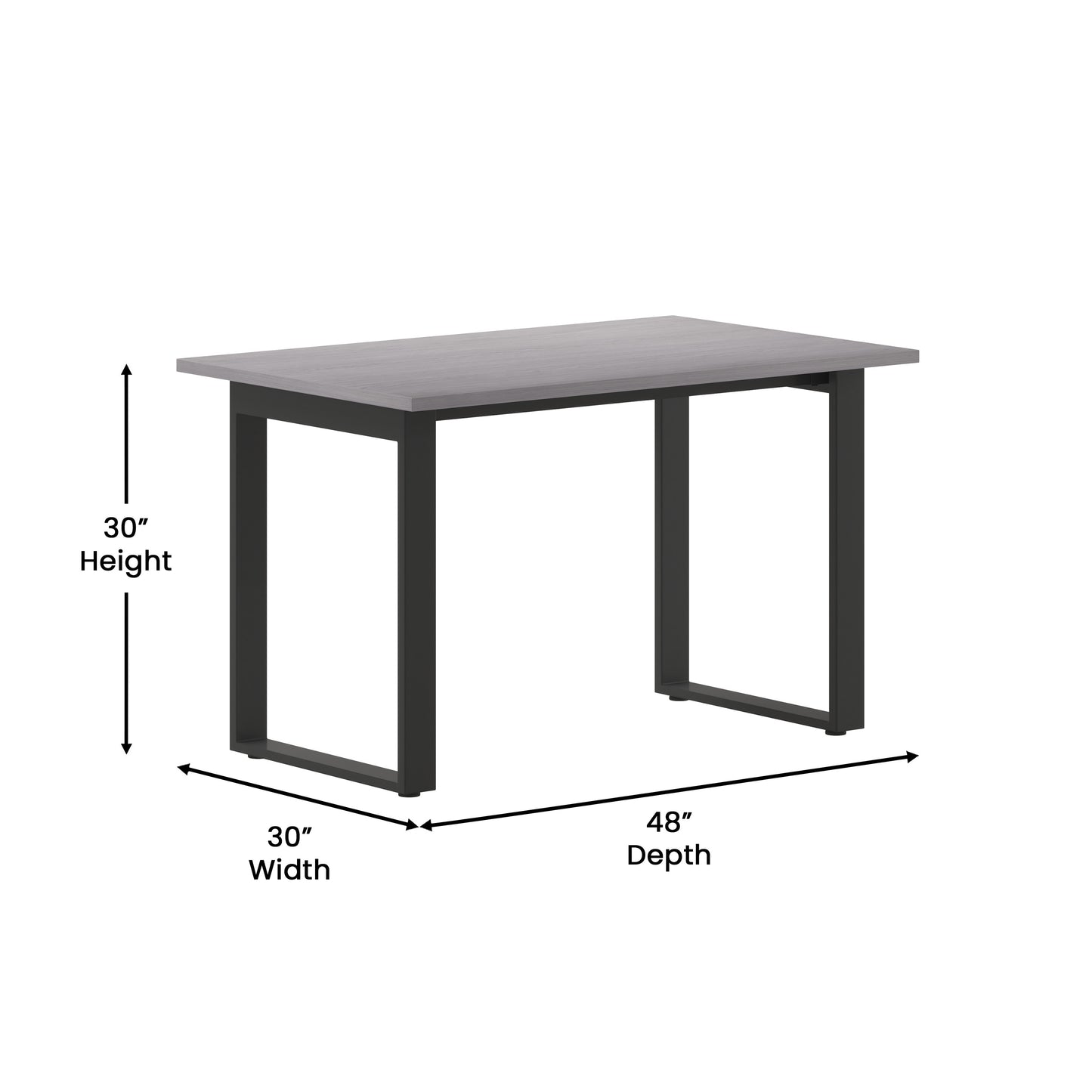 Redmond Commercial 48x30 Conference Table with 1" Thick Double Sided Laminate Table Top with PVC Edging and Heavy Duty U-Frame Steel Base, Gray Oak Gray Oak