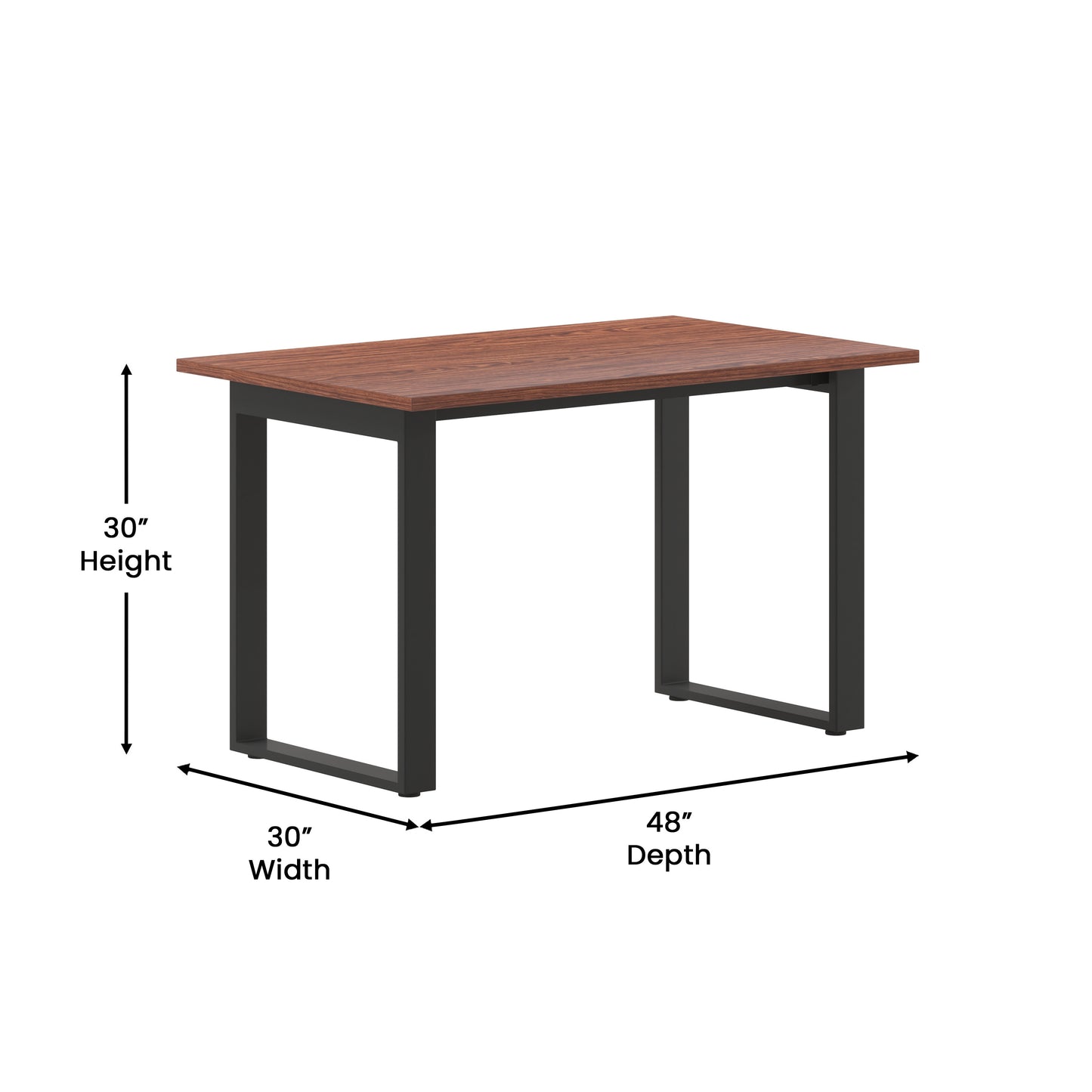 Redmond Commercial 48x30 Conference Table with 1" Thick Double Sided Laminate Table Top with PVC Edging and Heavy Duty U-Frame Steel Base, Walnut Walnut