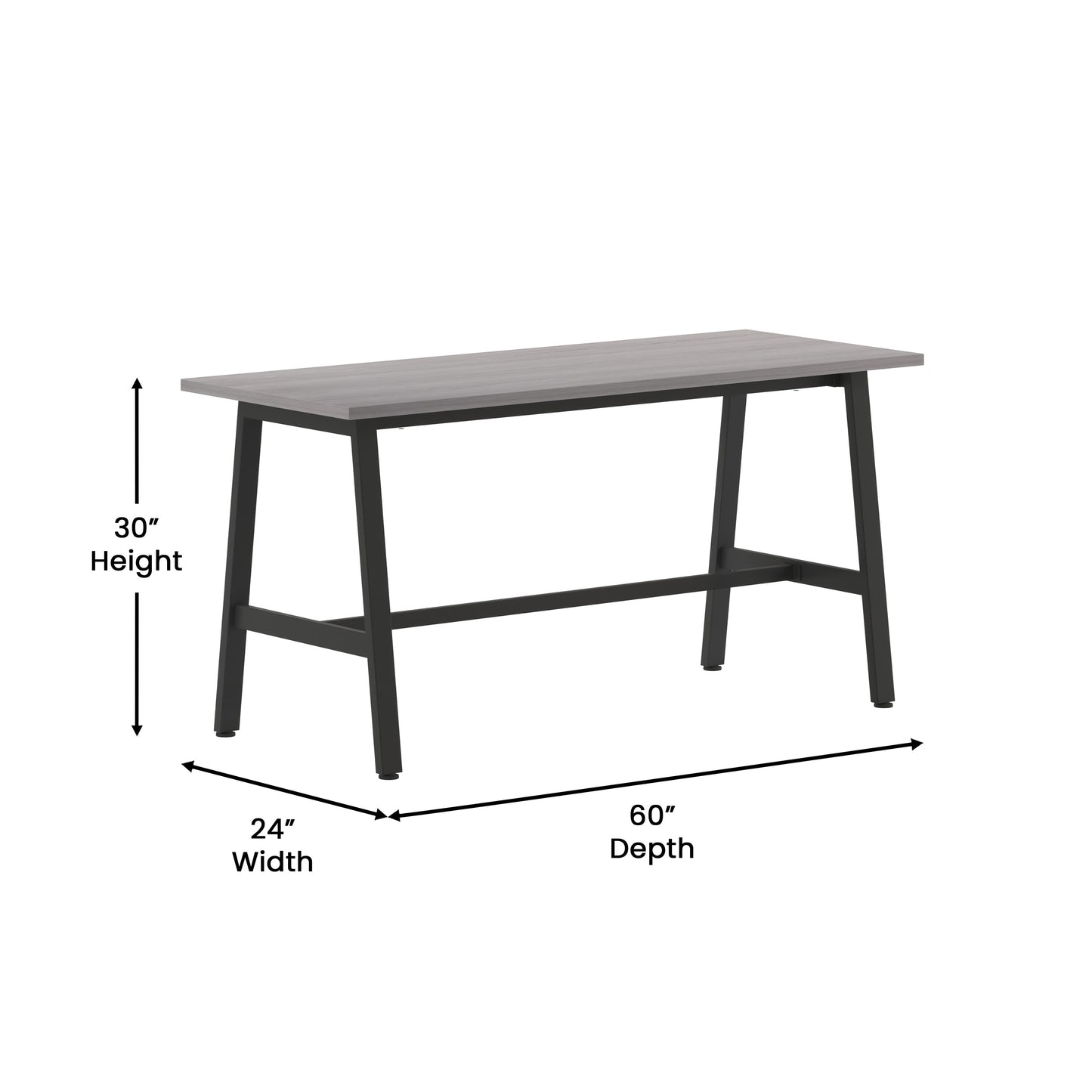 Redmond Commercial 60x24 Conference Table with 1" Thick Double Sided Laminate Table Top with PVC Edging and Heavy Duty A-Frame Steel Base, Gray Oak Gray Oak