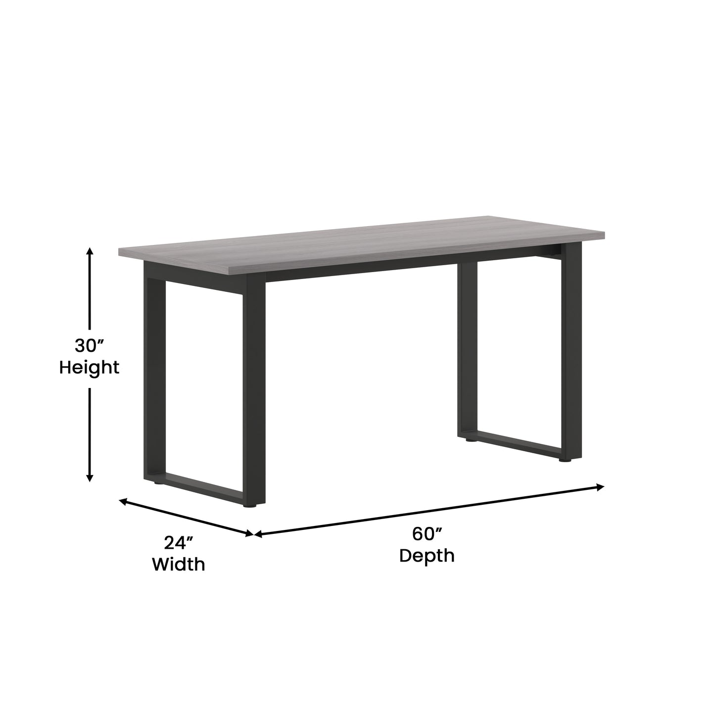 Redmond Commercial 60x24 Conference Table with 1" Thick Double Sided Laminate Table Top with PVC Edging and Heavy Duty U-Frame Steel Base, Gray Oak Gray Oak