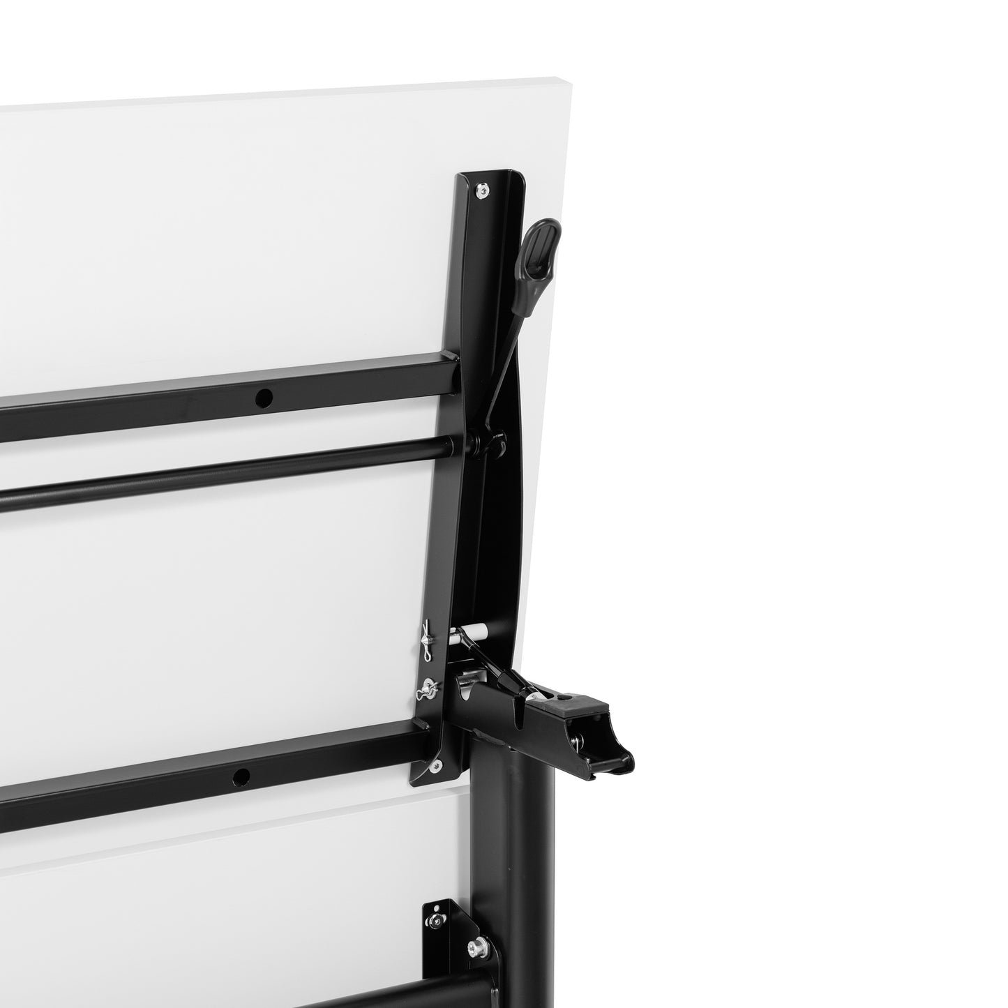 Palmer Commercial Grade 60" x 24" Heavy-Duty Nesting Flip Training Table with T-Legs, Modesty Panel, 1" Thick White Tabletop, and Black Steel Frame White Top/Black Frame