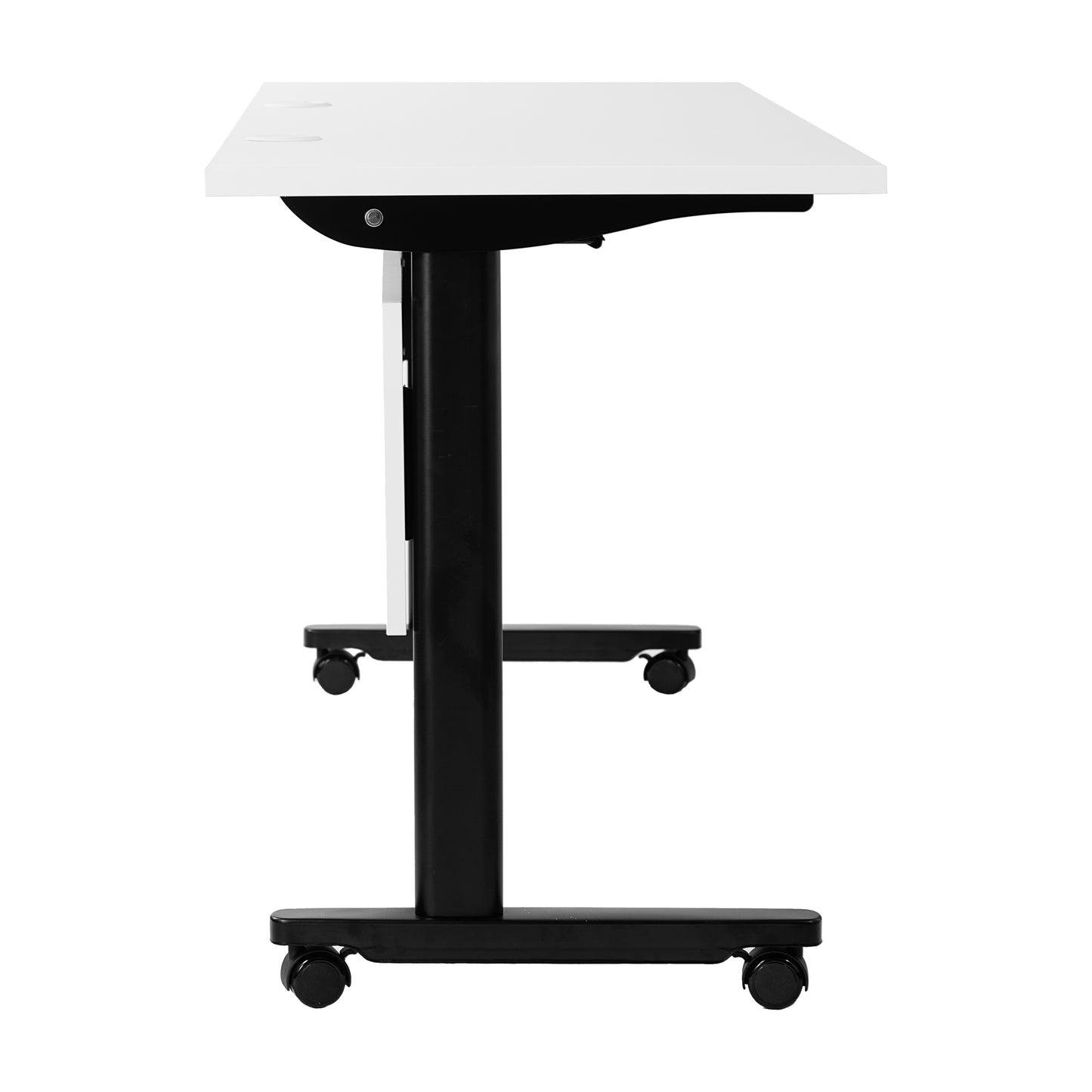 Palmer Commercial Grade 60" x 24" Heavy-Duty Nesting Flip Training Table with T-Legs, Modesty Panel, 1" Thick White Tabletop, and Black Steel Frame White Top/Black Frame