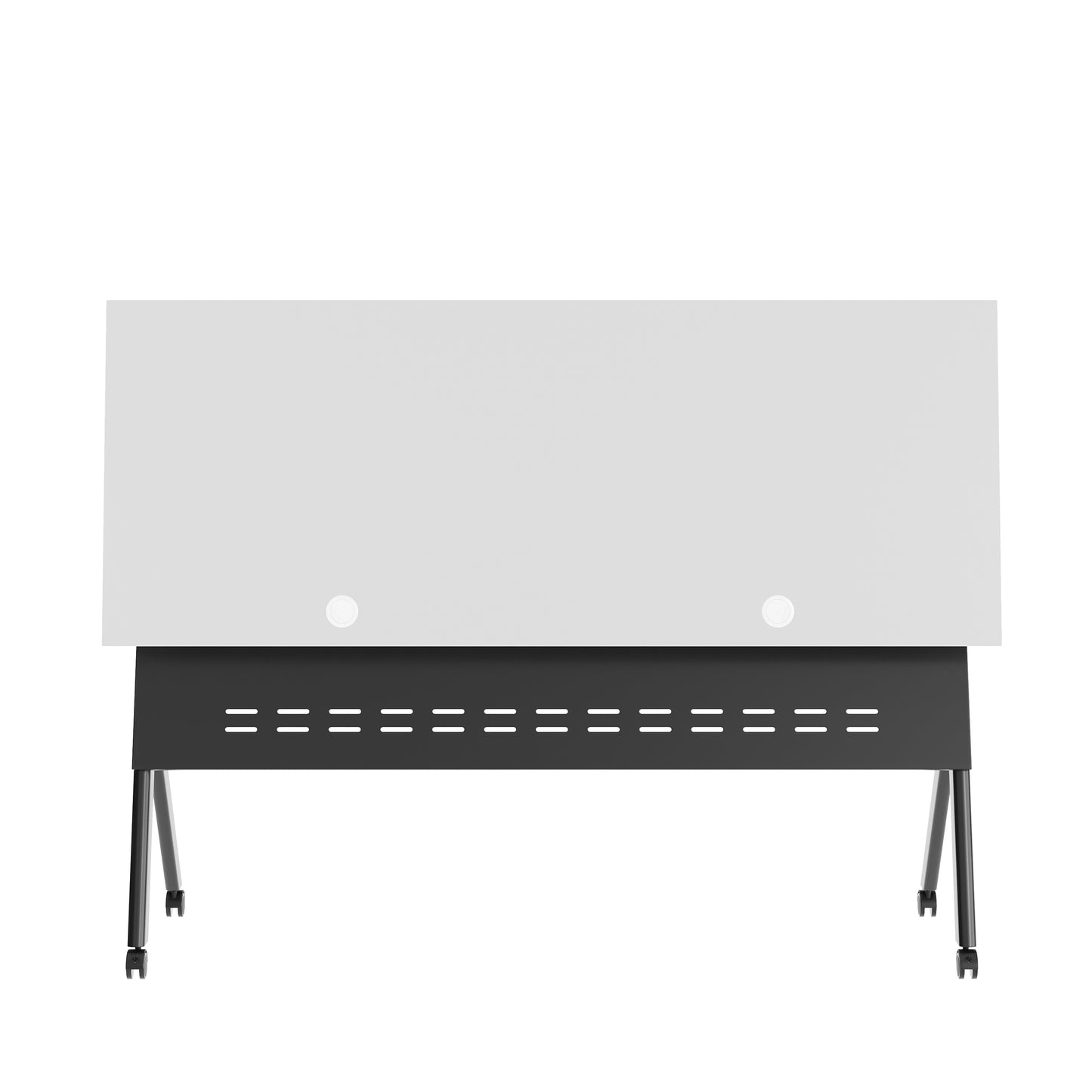 Davis Commercial Grade 60" x 24" Heavy-Duty Nesting Flip Training Table with Y-Legs, Modesty Panel, 1" Thick Gray Tabletop, and Black Steel Frame Gray Top/Black Frame