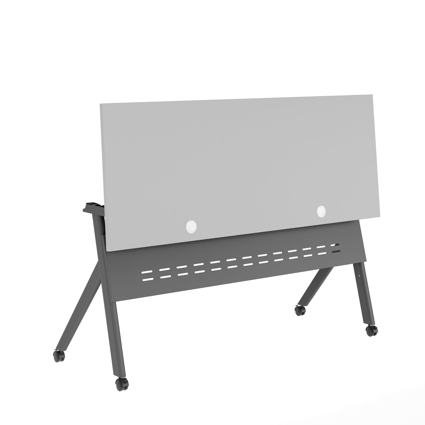 Davis Commercial Grade 60" x 24" Heavy-Duty Nesting Flip Training Table with Y-Legs, Modesty Panel, 1" Thick Gray Tabletop, and Gray Steel Frame Gray Top/Gray Frame