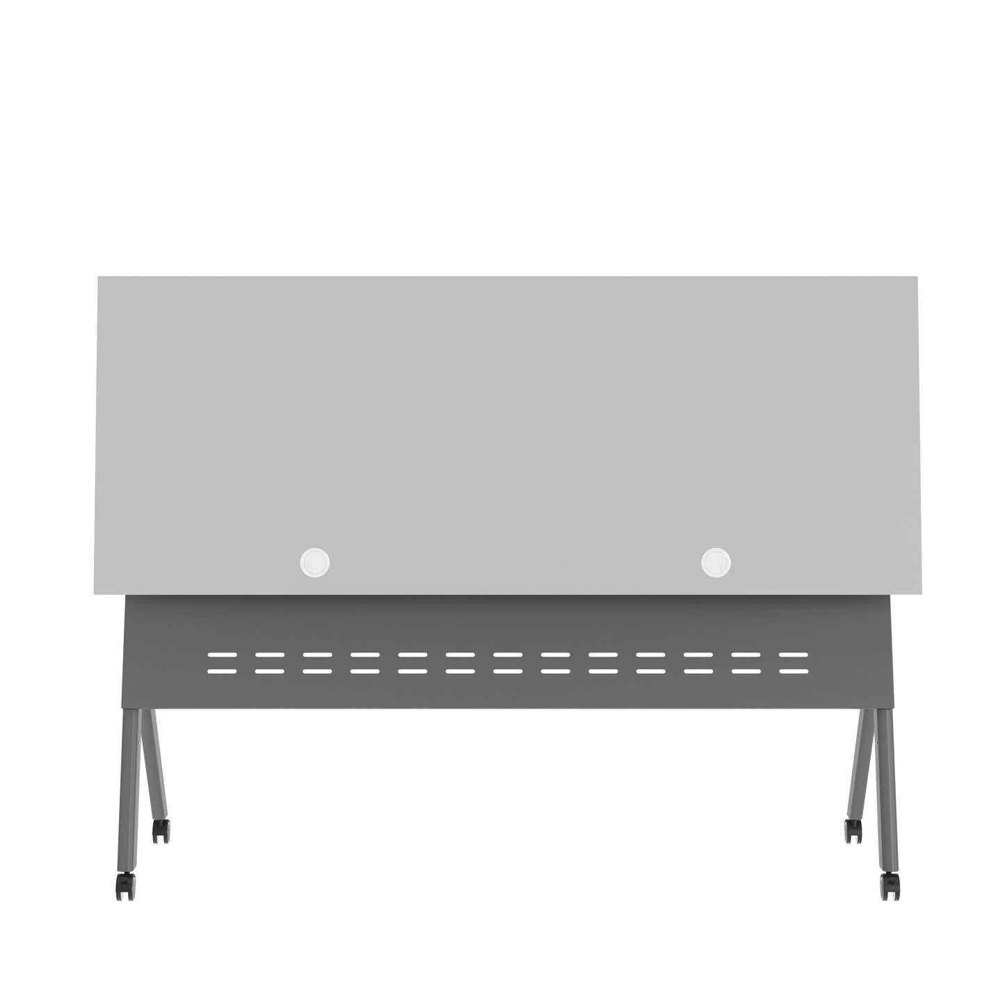 Davis Commercial Grade 60" x 24" Heavy-Duty Nesting Flip Training Table with Y-Legs, Modesty Panel, 1" Thick Gray Tabletop, and Gray Steel Frame Gray Top/Gray Frame
