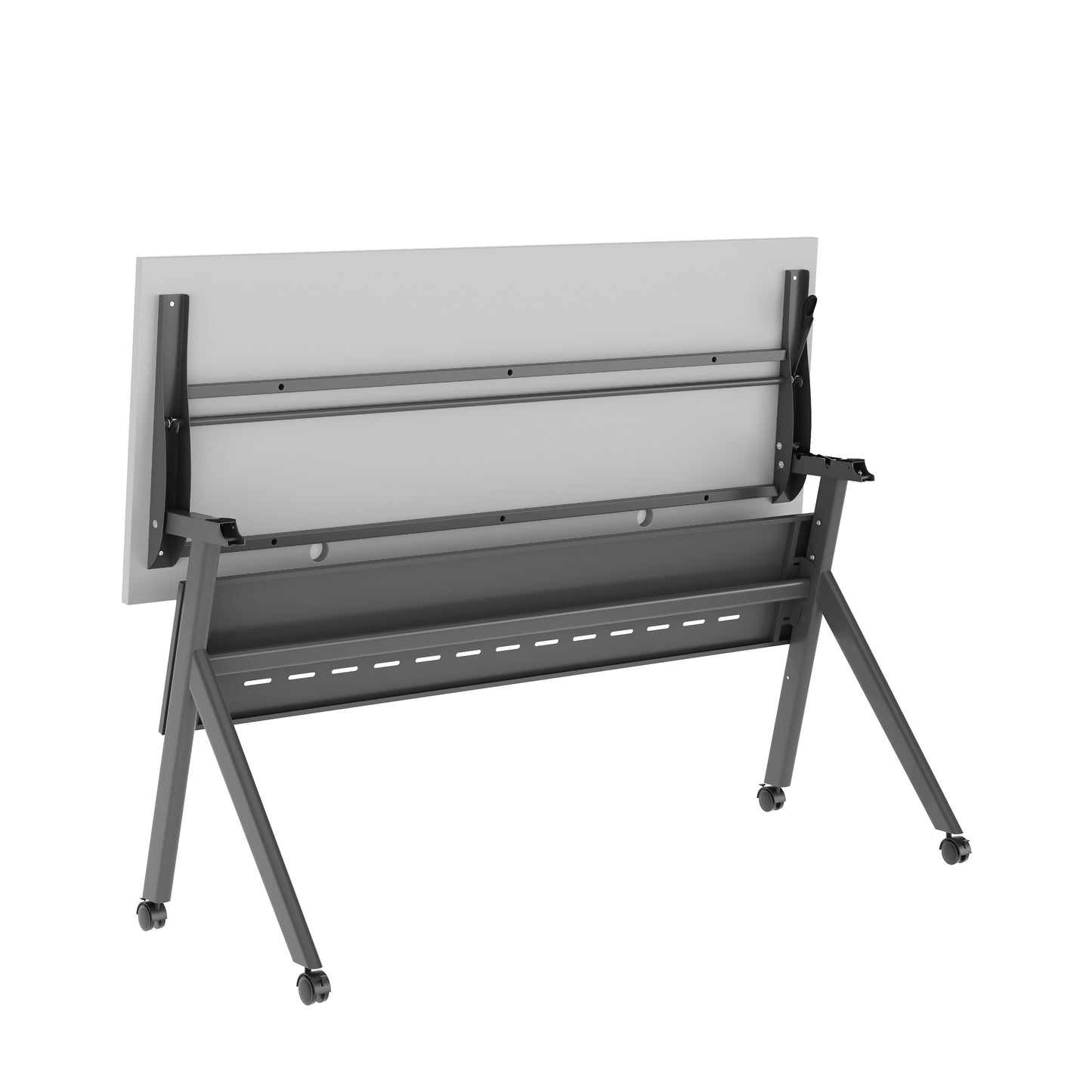 Davis Commercial Grade 60" x 24" Heavy-Duty Nesting Flip Training Table with Y-Legs, Modesty Panel, 1" Thick Gray Tabletop, and Gray Steel Frame Gray Top/Gray Frame