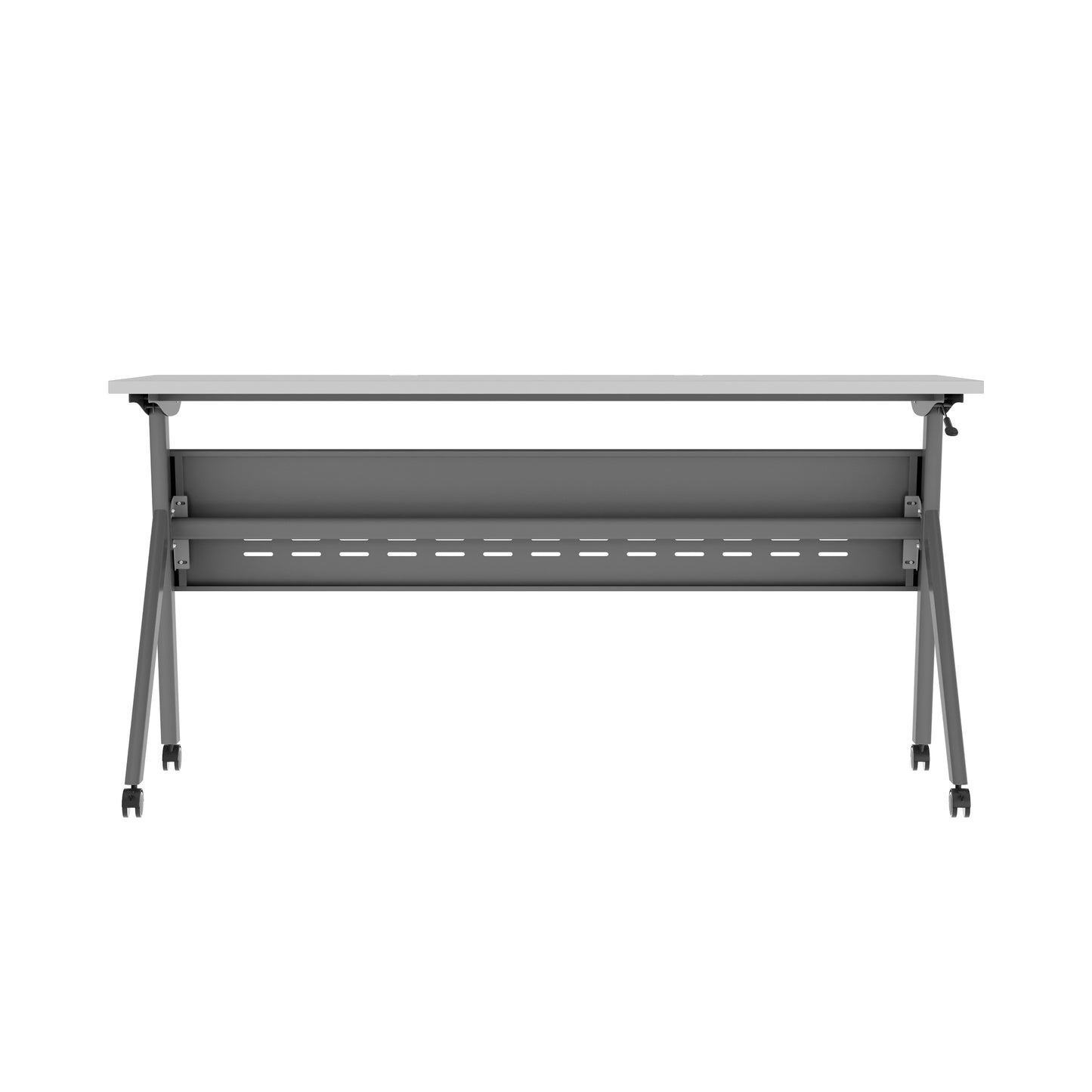 Davis Commercial Grade 60" x 24" Heavy-Duty Nesting Flip Training Table with Y-Legs, Modesty Panel, 1" Thick Gray Tabletop, and Gray Steel Frame Gray Top/Gray Frame