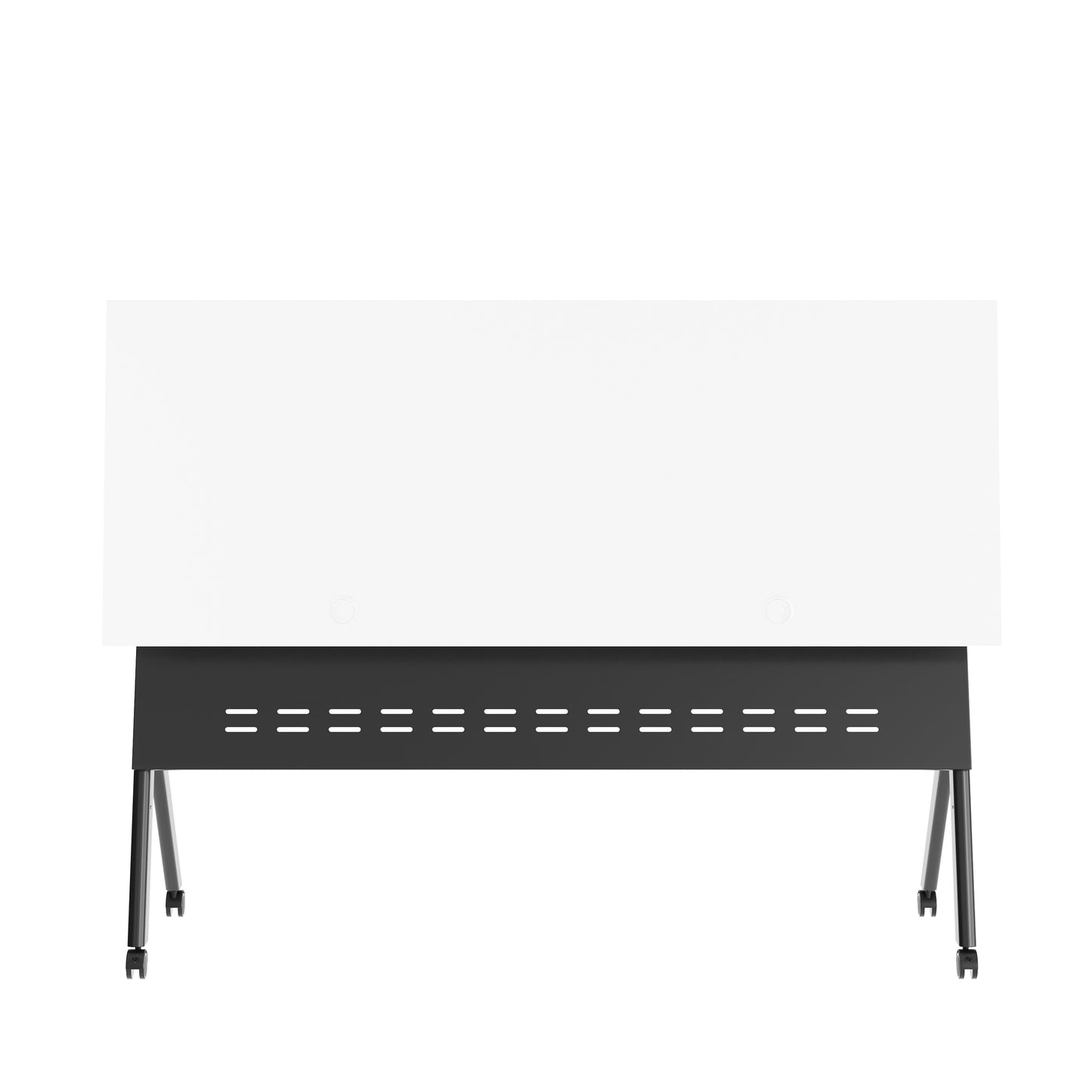 Davis Commercial Grade 60" x 24" Heavy-Duty Nesting Flip Training Table with Y-Legs, Modesty Panel, 1" Thick White Tabletop, and Black Steel Frame White Top/Black Frame
