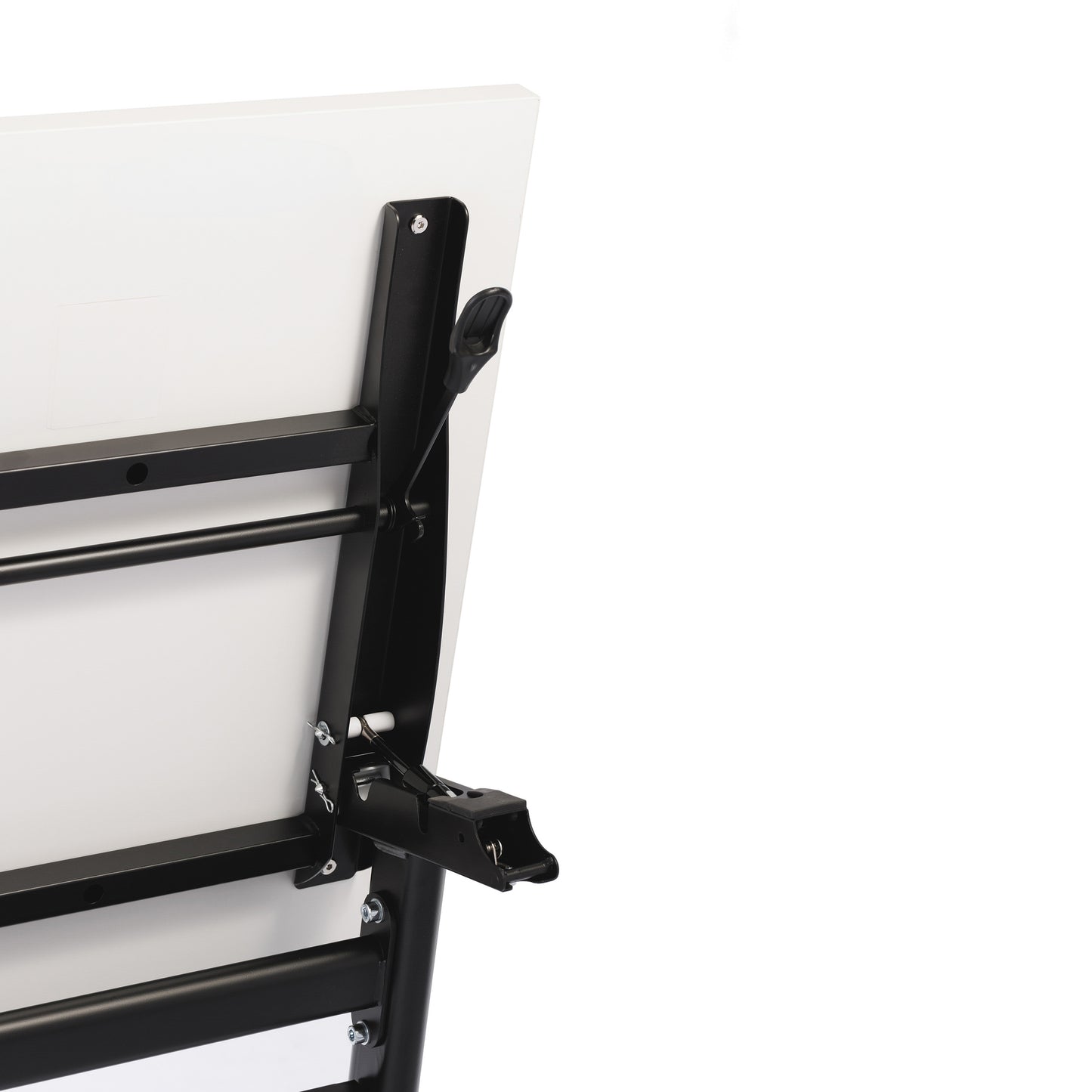 Davis Commercial Grade 60" x 24" Heavy-Duty Nesting Flip Training Table with Y-Legs, Modesty Panel, 1" Thick White Tabletop, and Black Steel Frame White Top/Black Frame