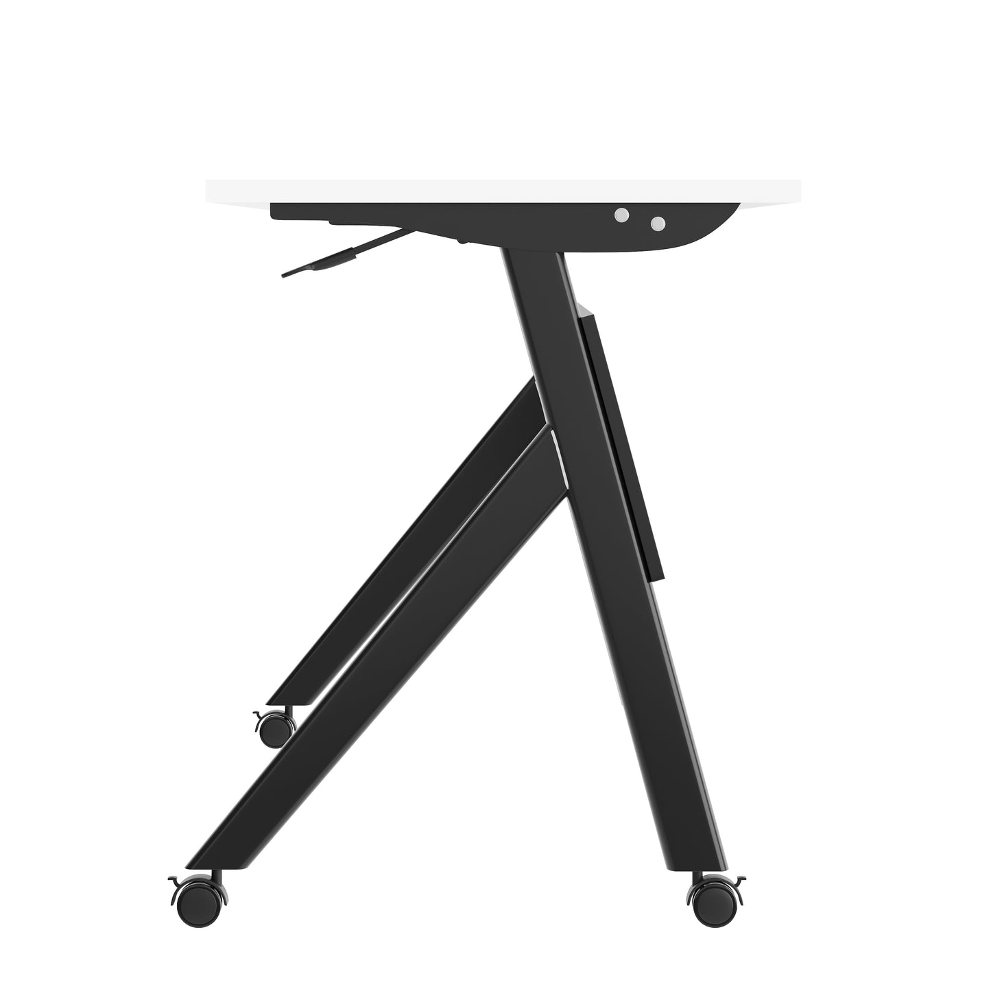 Davis Commercial Grade 60" x 24" Heavy-Duty Nesting Flip Training Table with Y-Legs, Modesty Panel, 1" Thick White Tabletop, and Black Steel Frame White Top/Black Frame