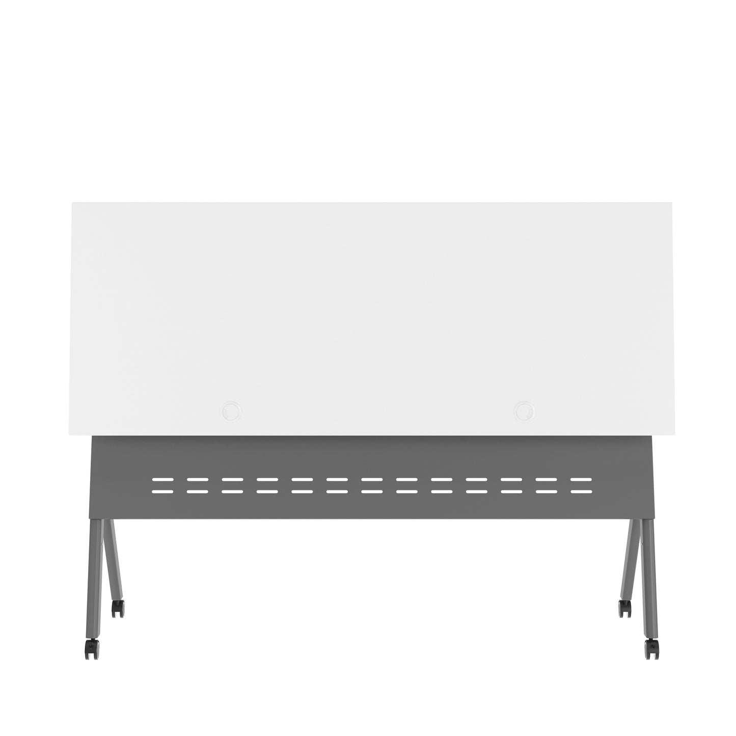 Davis Commercial Grade 60" x 24" Heavy-Duty Nesting Flip Training Table with Y-Legs, Modesty Panel, 1" Thick White Tabletop, and Gray Steel Frame White Top/Gray Frame