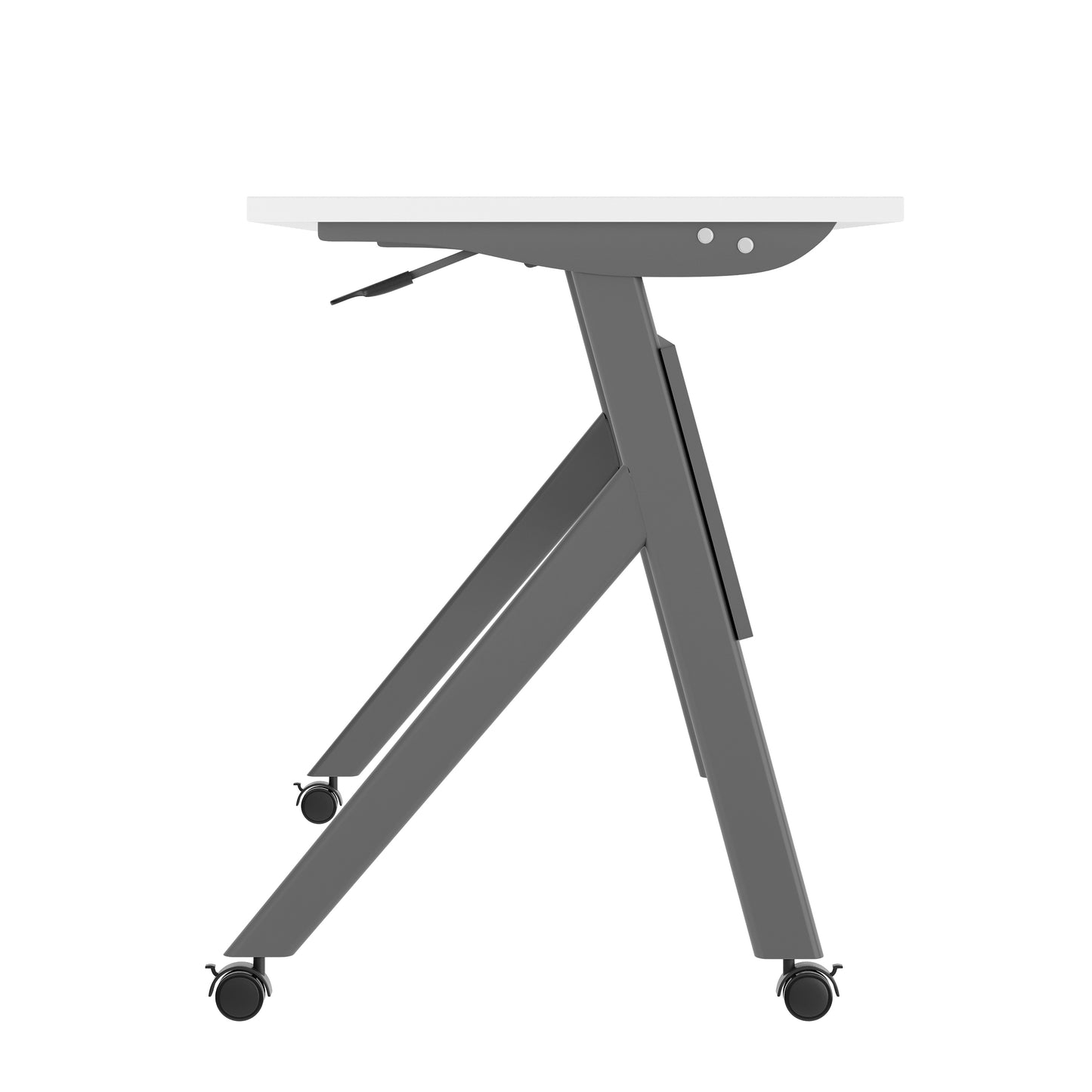 Davis Commercial Grade 60" x 24" Heavy-Duty Nesting Flip Training Table with Y-Legs, Modesty Panel, 1" Thick White Tabletop, and Gray Steel Frame White Top/Gray Frame