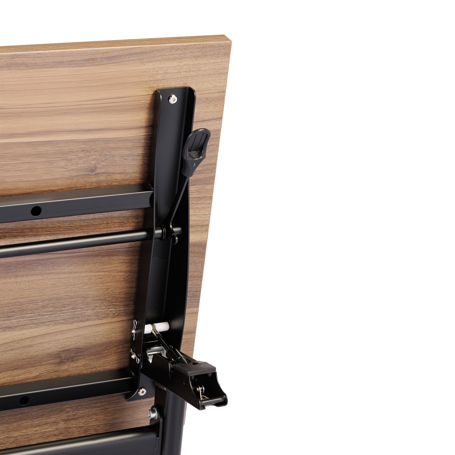 Davis Commercial Grade 60" x 24" Heavy-Duty Nesting Flip Training Table with Y-Legs, Modesty Panel, 1" Thick Walnut Tabletop, and Black Steel Frame Walnut Top/Black Frame