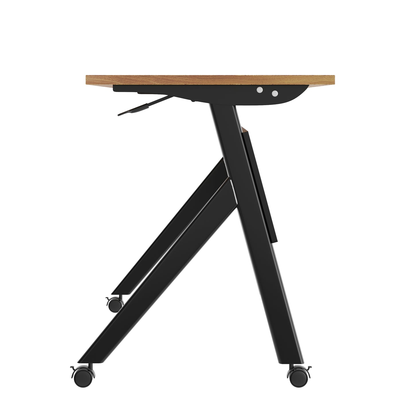 Davis Commercial Grade 60" x 24" Heavy-Duty Nesting Flip Training Table with Y-Legs, Modesty Panel, 1" Thick Walnut Tabletop, and Black Steel Frame Walnut Top/Black Frame