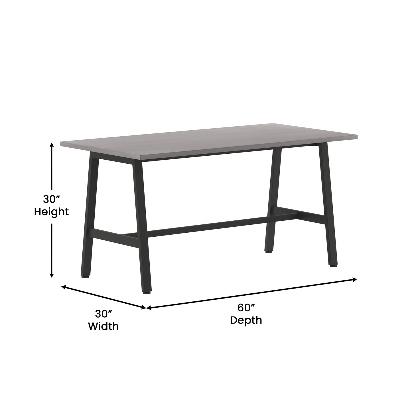 Redmond Commercial 60x30 Conference Table with 1" Thick Double Sided Laminate Table Top with PVC Edging and Heavy Duty A-Frame Steel Base, Gray Oak Gray Oak