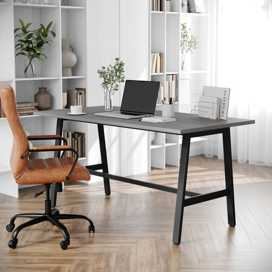 Redmond Commercial 60x30 Conference Table with 1" Thick Double Sided Laminate Table Top with PVC Edging and Heavy Duty A-Frame Steel Base, Gray Oak Gray Oak