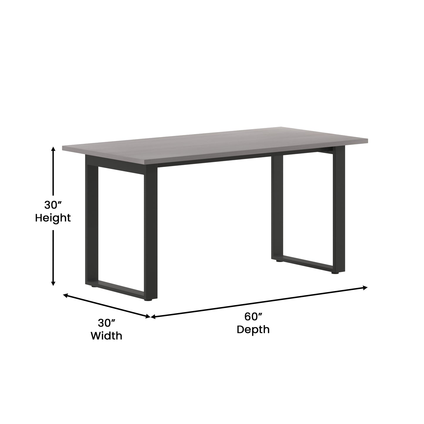 Redmond Commercial 60x30 Conference Table with 1" Thick Double Sided Laminate Table Top with PVC Edging and Heavy Duty U-Frame Steel Base, Gray Oak Gray Oak