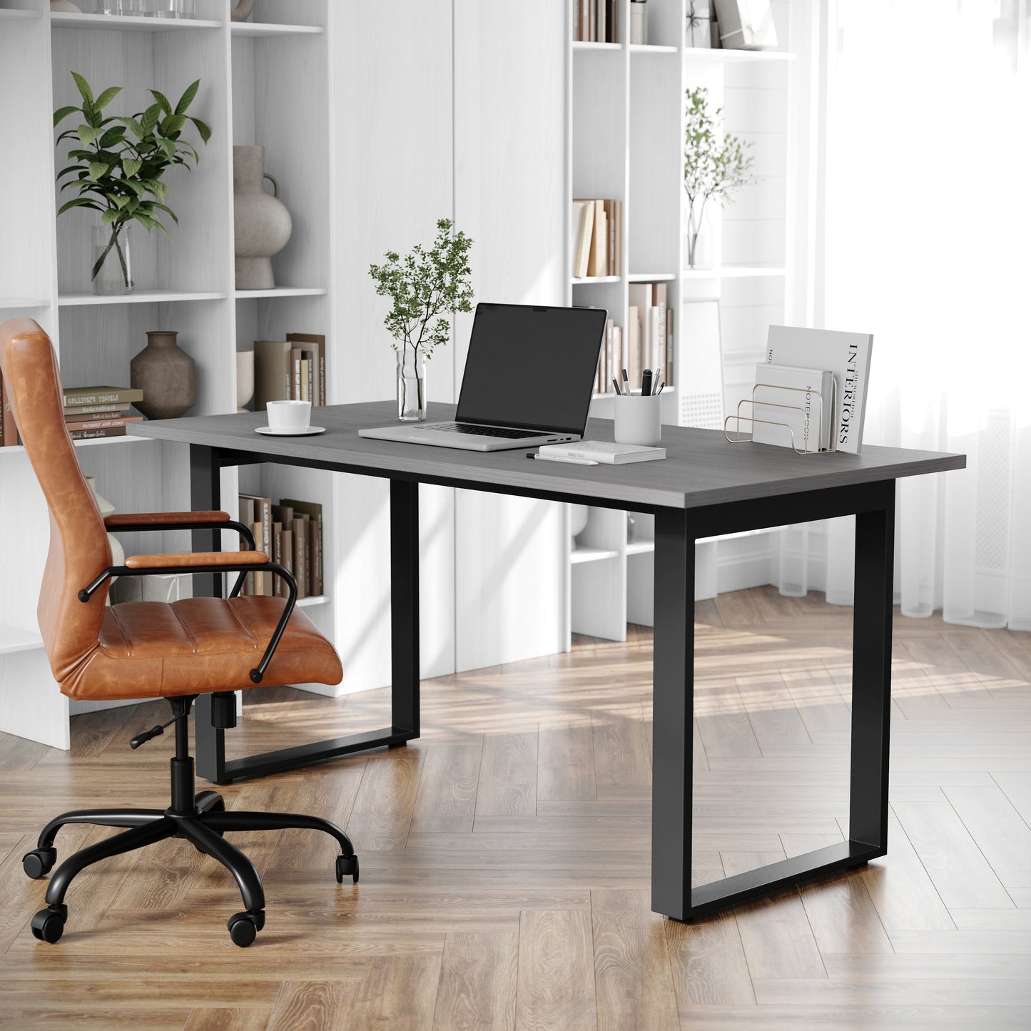 Redmond Commercial 60x30 Conference Table with 1" Thick Double Sided Laminate Table Top with PVC Edging and Heavy Duty U-Frame Steel Base, Gray Oak Gray Oak