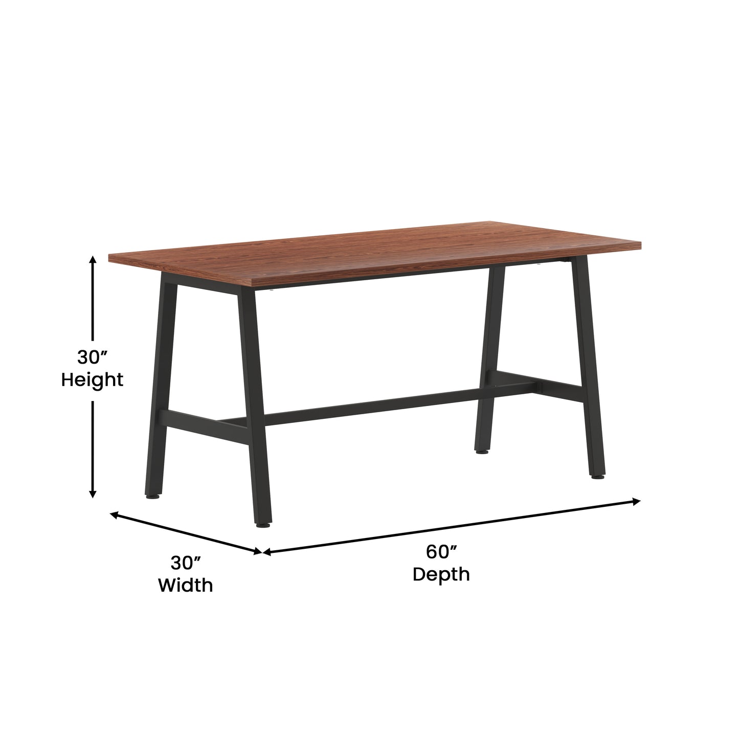 Redmond Commercial 60x30 Conference Table with 1" Thick Double Sided Laminate Table Top with PVC Edging and Heavy Duty A-Frame Steel Base, Walnut Walnut