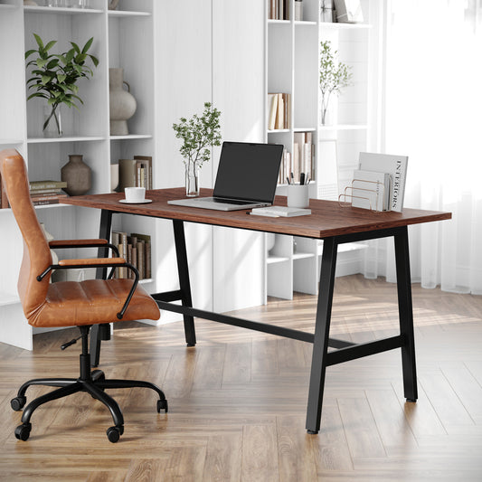 Redmond Commercial 60x30 Conference Table with 1" Thick Double Sided Laminate Table Top with PVC Edging and Heavy Duty A-Frame Steel Base, Walnut Walnut