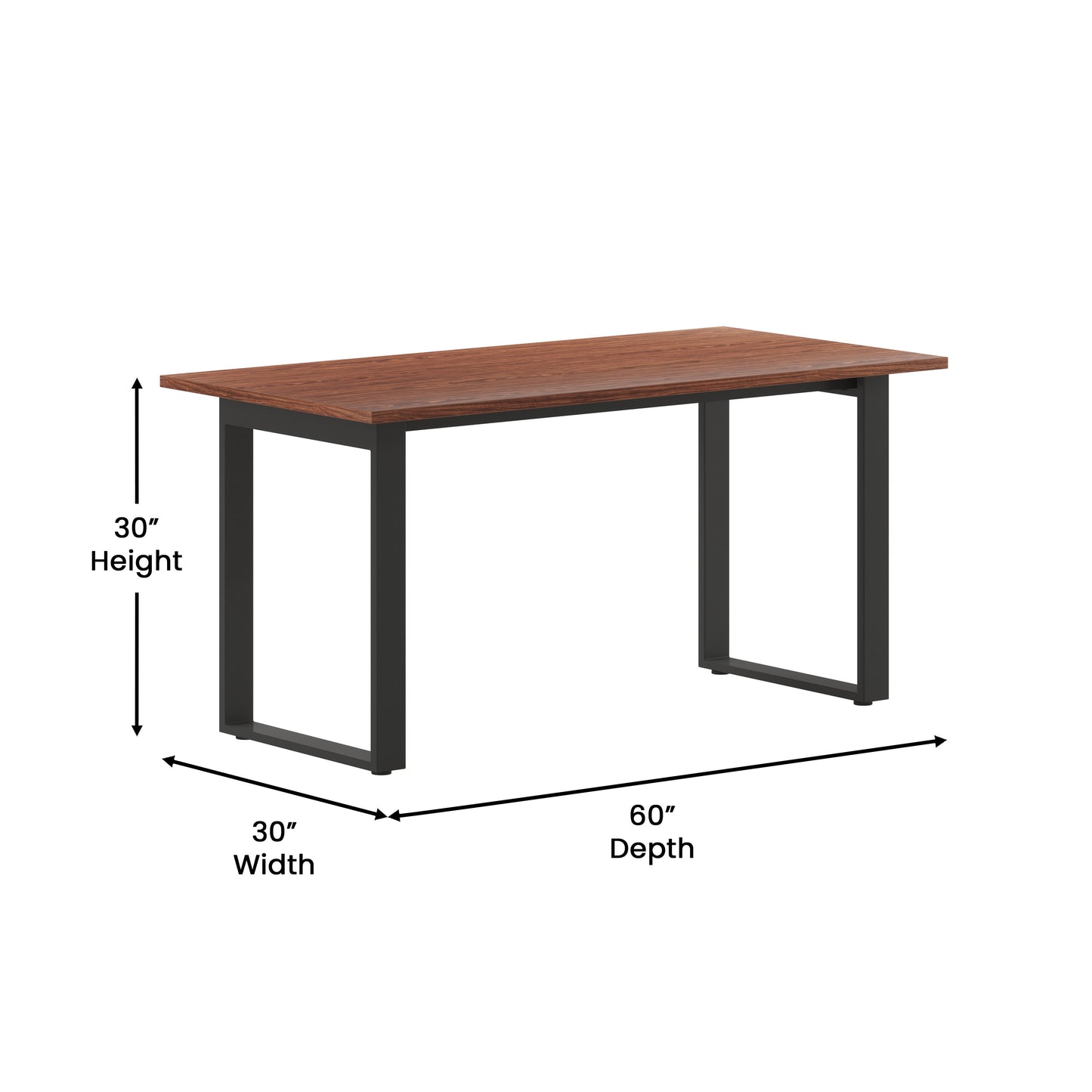 Redmond Commercial 60x30 Conference Table with 1" Thick Double Sided Laminate Table Top with PVC Edging and Heavy Duty U-Frame Steel Base, Walnut Walnut
