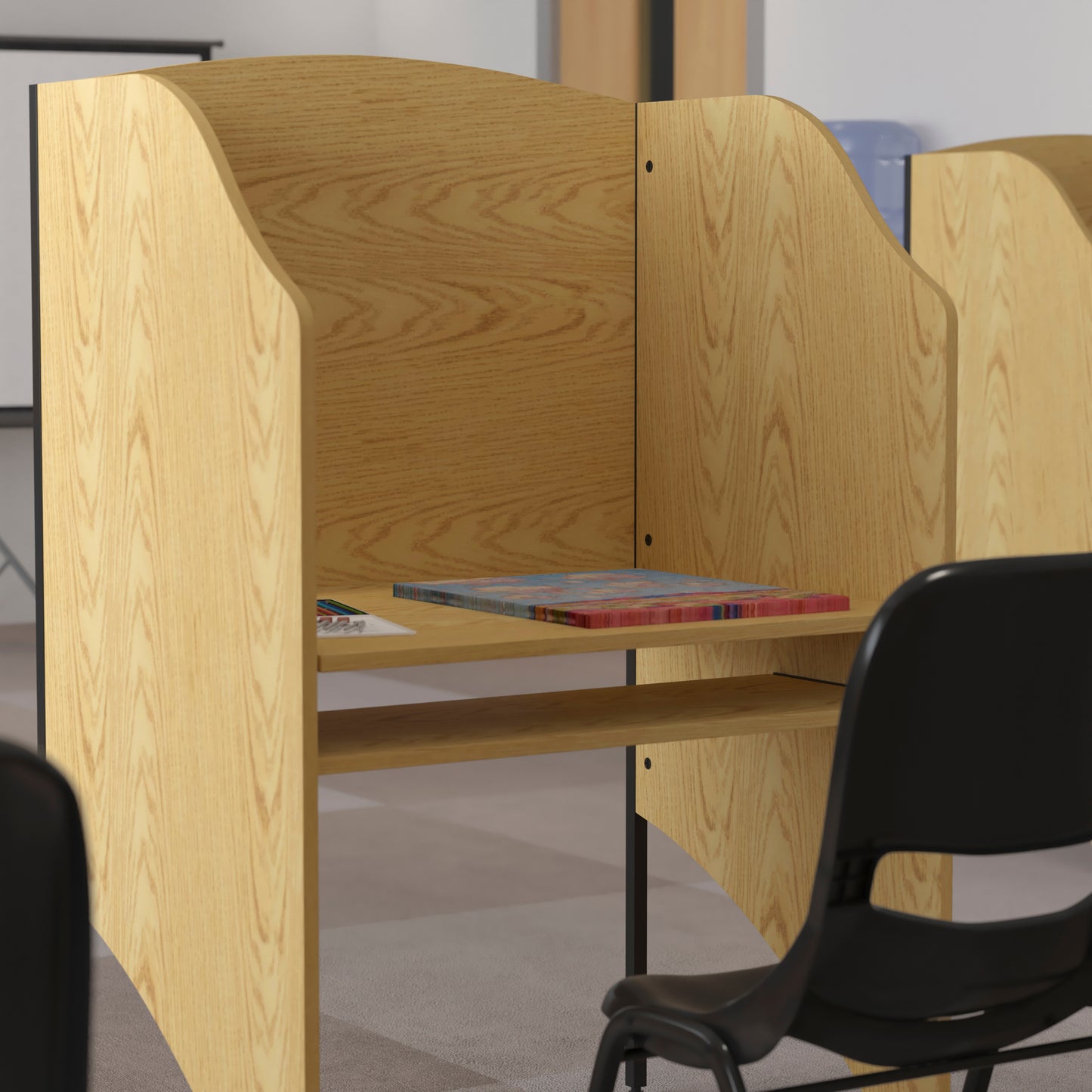 Kevin Starter Study Carrel in Oak Finish Oak