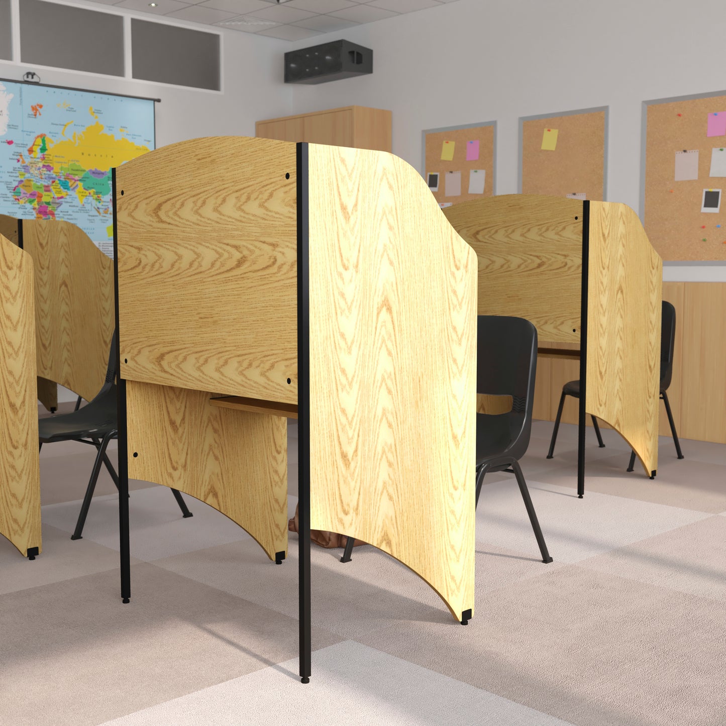 Kevin Starter Study Carrel in Oak Finish Oak