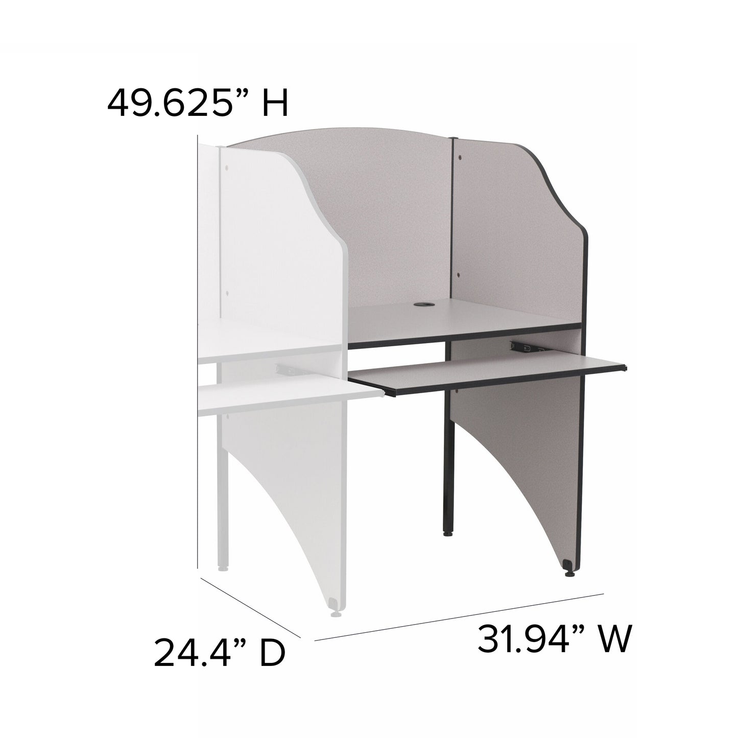 Jordan Add-On Study Carrel in Nebula Grey Finish Nebula Grey