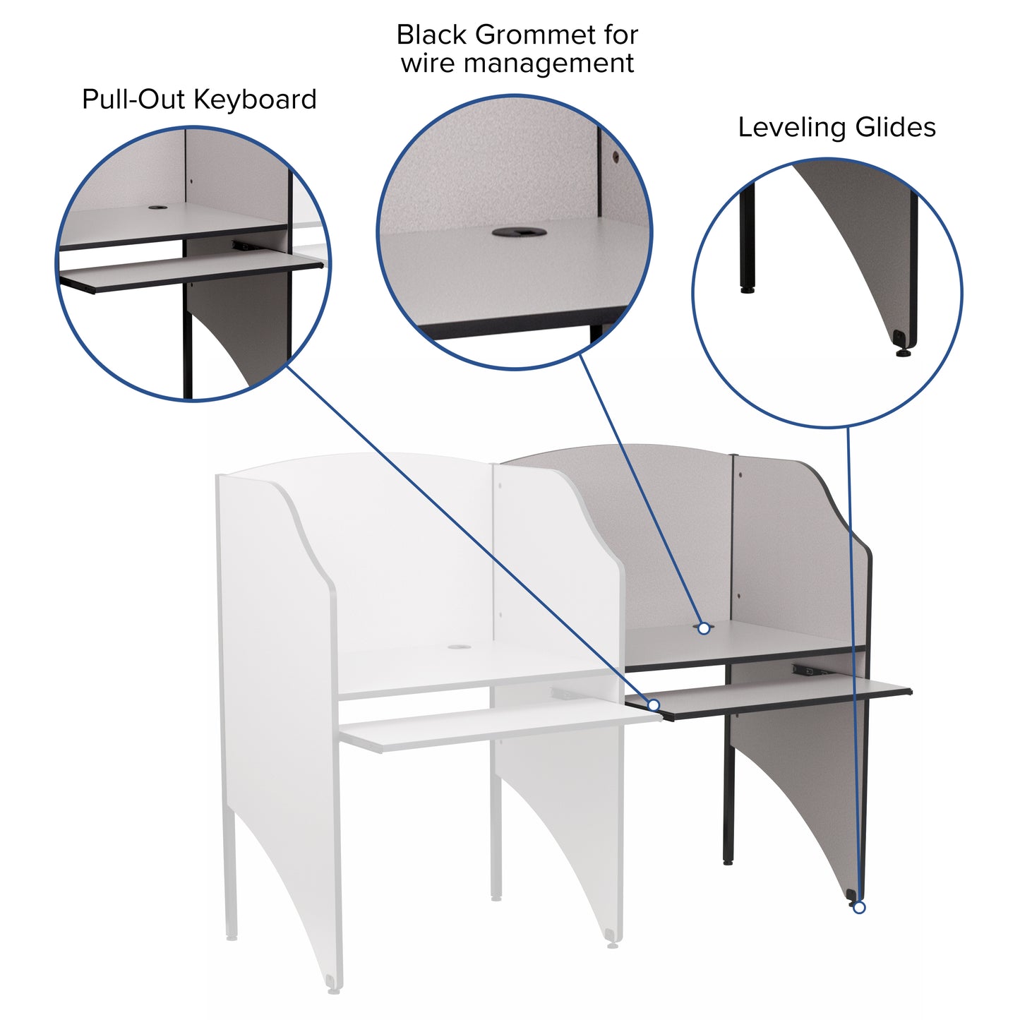 Jordan Add-On Study Carrel in Nebula Grey Finish Nebula Grey