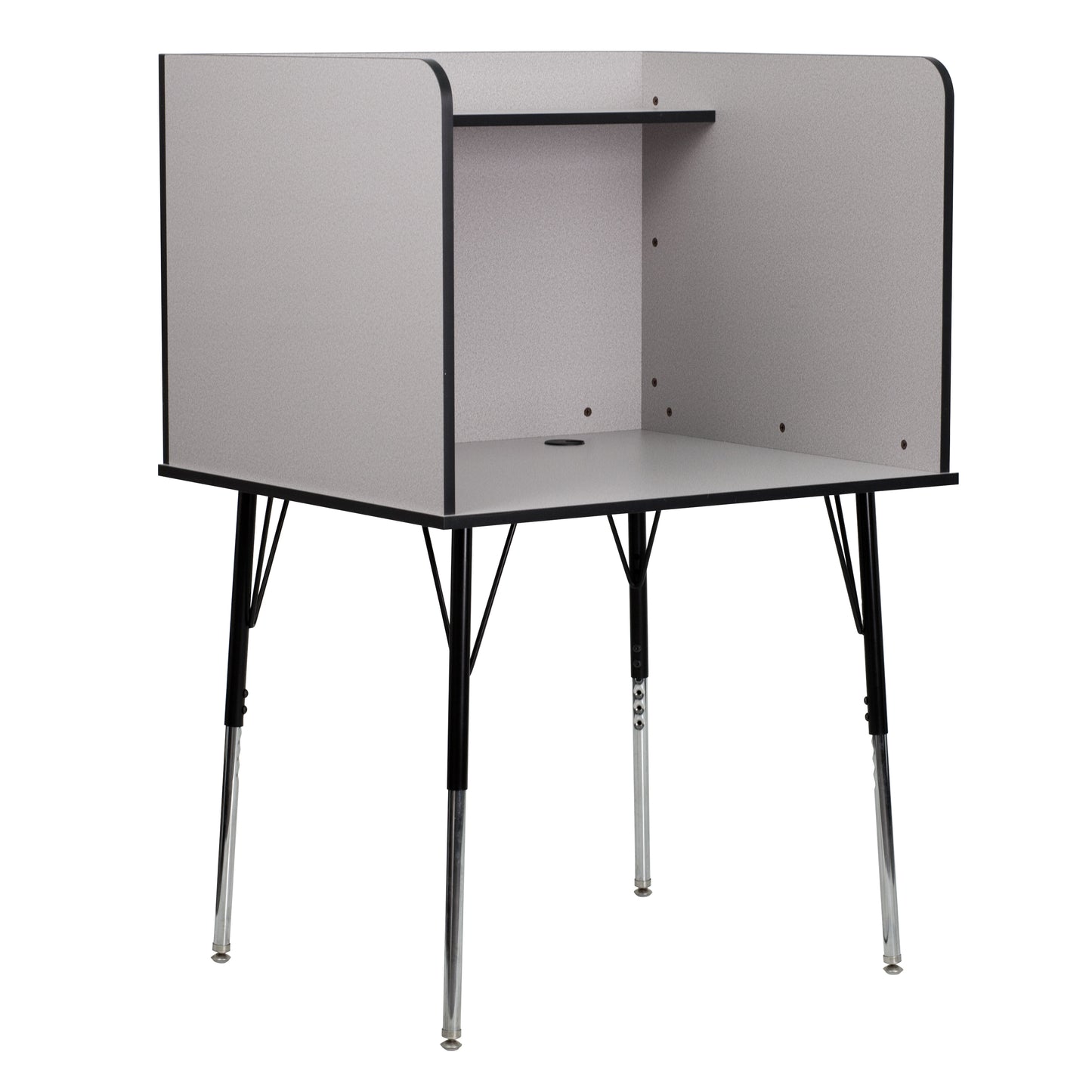 Justin Stand-Alone Study Carrel with Top Shelf - Height Adjustable Legs and Wire Management Grommet - Nebula Grey Finish Nebula Grey