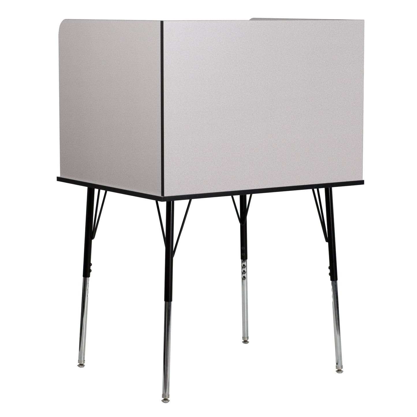 Justin Stand-Alone Study Carrel with Top Shelf - Height Adjustable Legs and Wire Management Grommet - Nebula Grey Finish Nebula Grey
